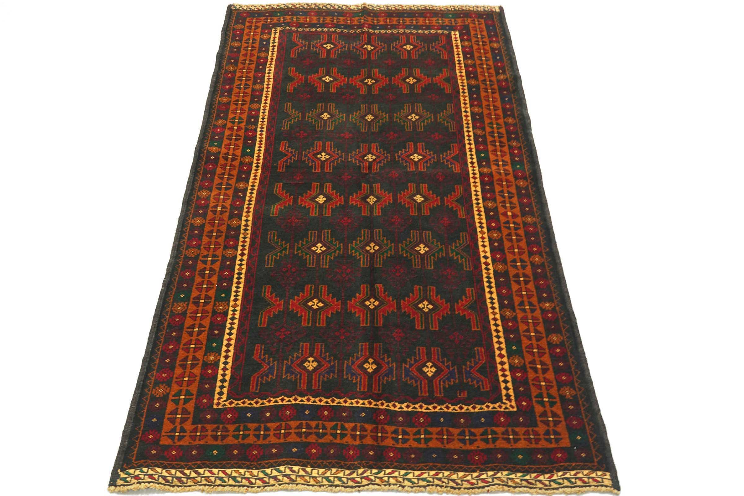 Afghan Belutsch Baluch 120x180 Handgeknüpft Orientteppich Dunkelgrün