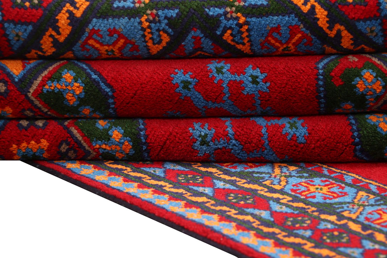 Afghan Akcha Rang Dar Teppich 150x200 Handgeknüpft Rot Durchgemustert Orient Kurzflor