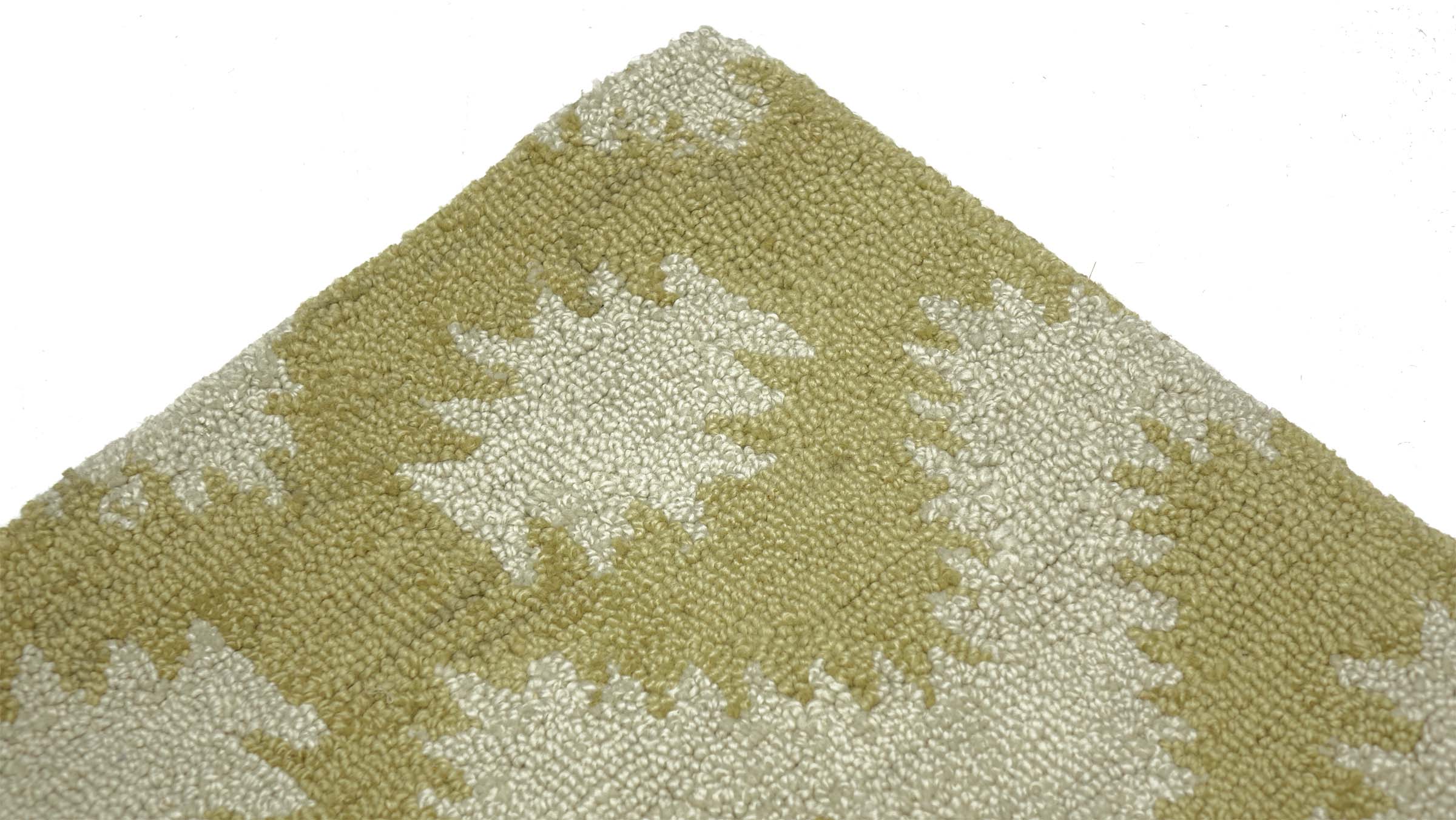 Handgefertigter Teppich 120x180 Gold Durchgemustert Handarbeit Handtuft Modern