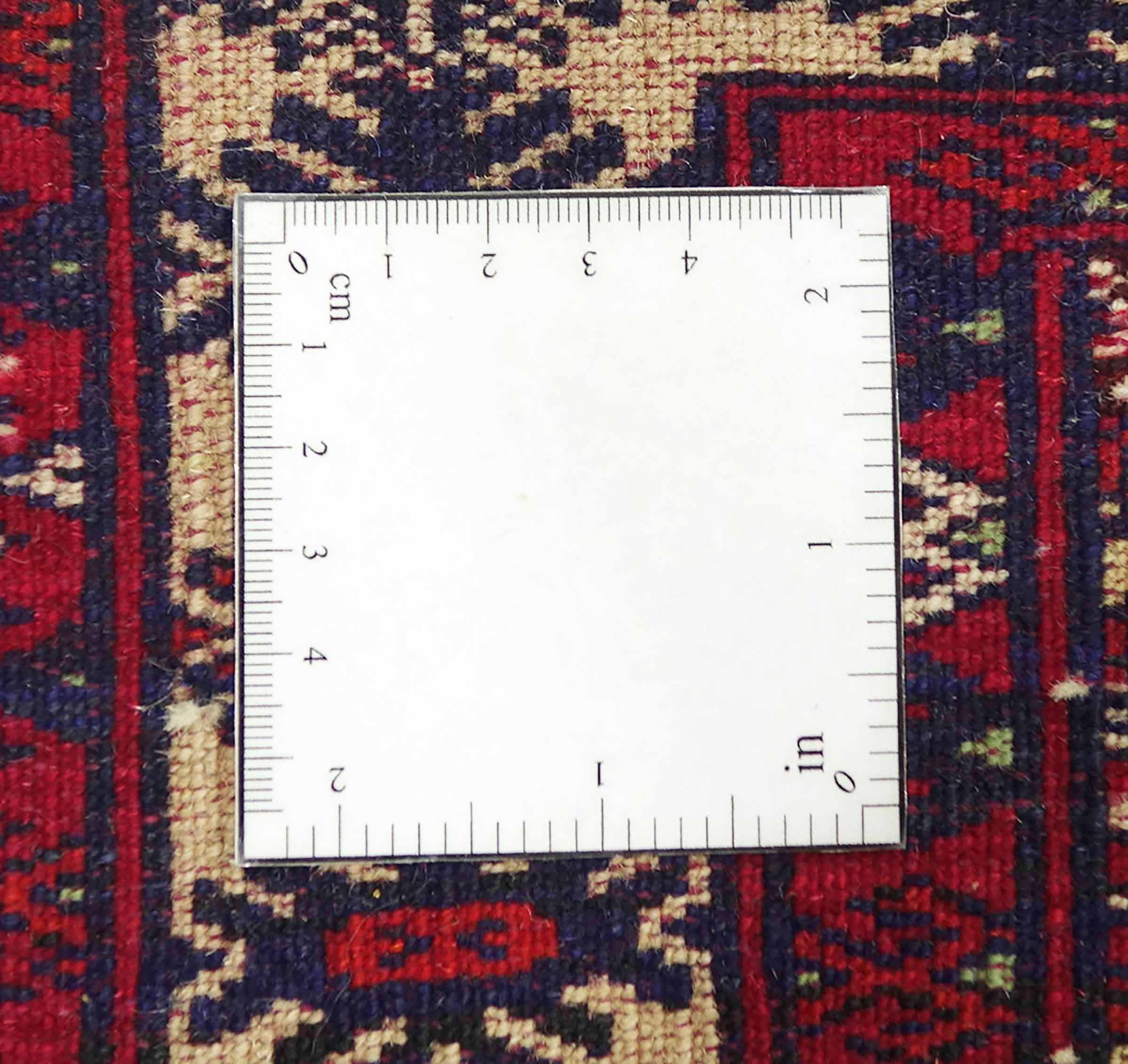 Afghan Teppich 90x140 Handgeknüpft Beige Geometrisch Orient Kurzflor Wohnzimmer