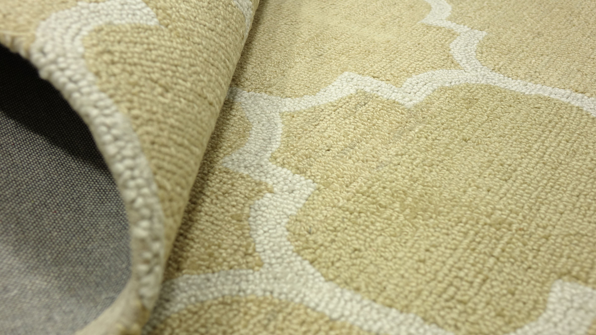 Handgefertigter moderner Wollteppich 160x230 Beige Ornamente Handarbeit Handtuft