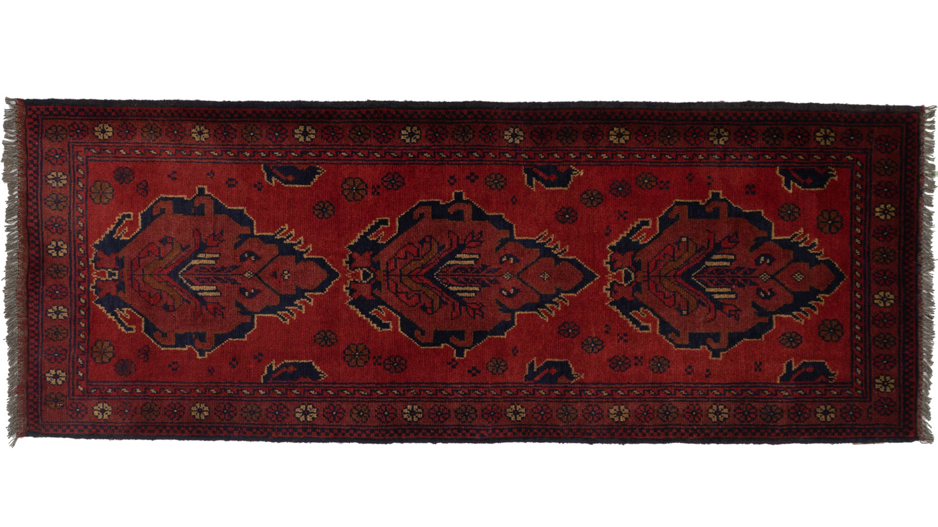 Afghan Khal Mohammadi 50x150 Handgeknüpft Teppich Läufer Braun Geometrisch
