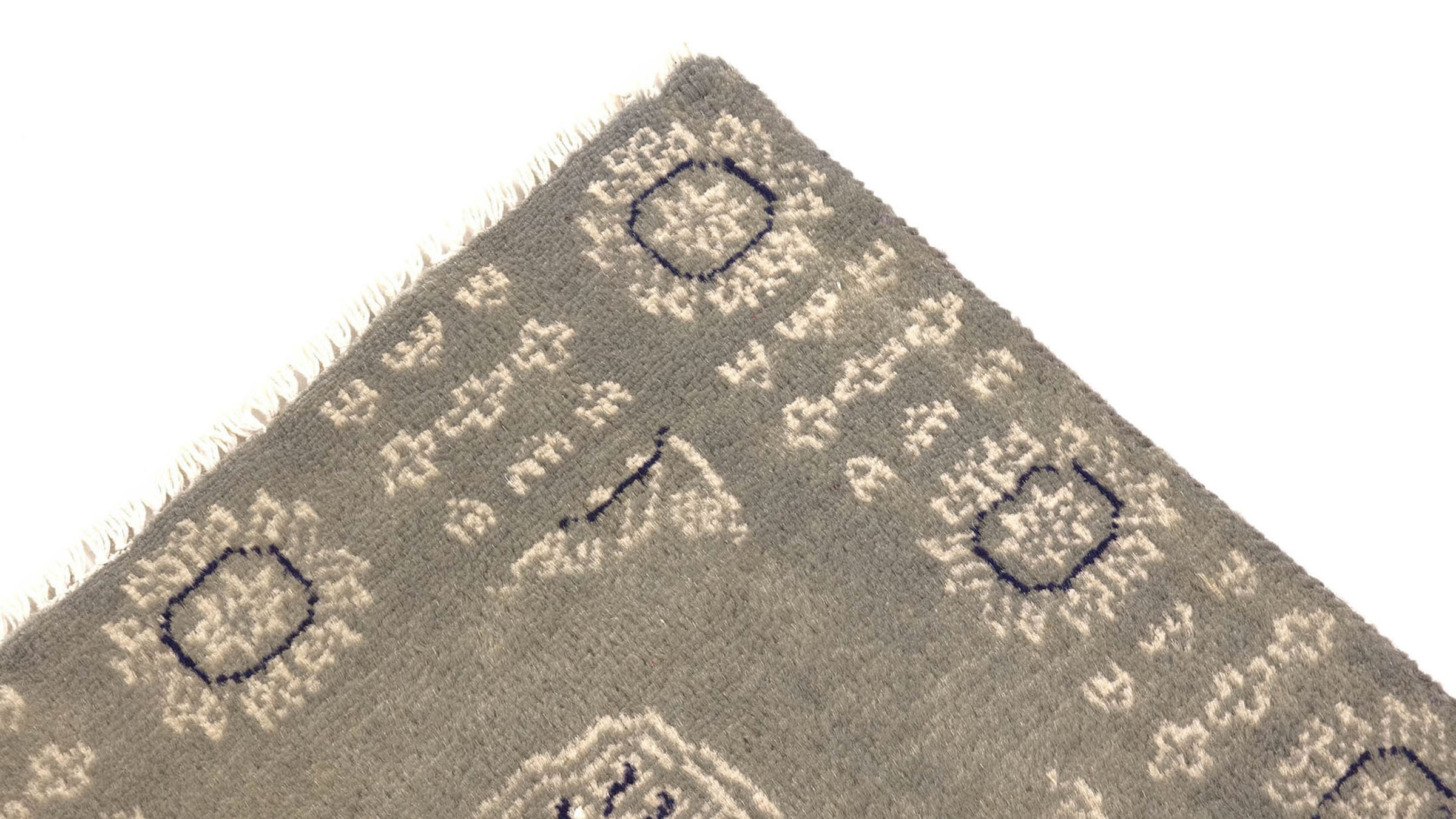Pakistan Buchara 3ply Teppich 50x80 Handgeknüpft Grau Geometrisch Orient Kurzflor