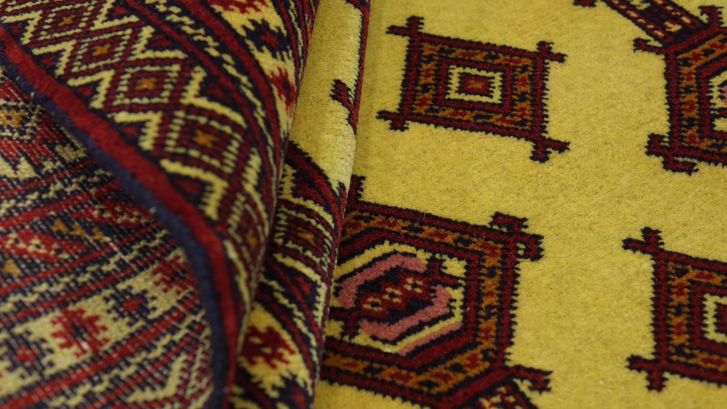 Afghan Teppich 130x170 Handgeknüpft Beige Geometrisch Orient Kurzflor Wohnzimmer