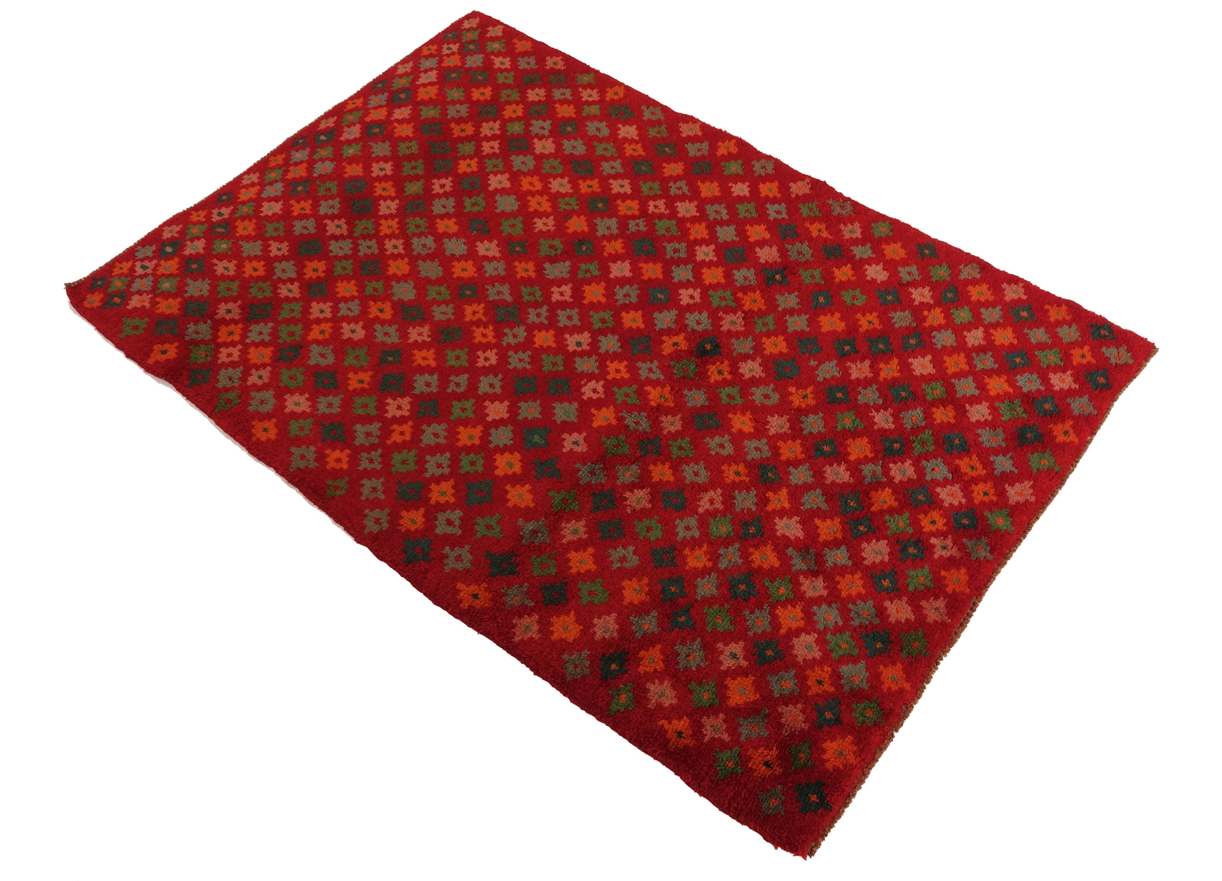 Gabbeh Teppich 120x170 Handgeknüpft Rot Streifen Orientalisch UNIKAT Kurzflor
