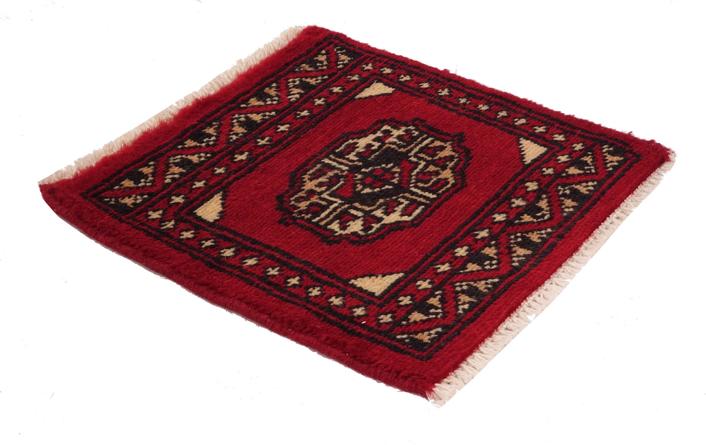 Pakistan Buchara Teppich 30x30 Handgeknüpft Quadratisch Rot Geometrisch Orient Kurzflor