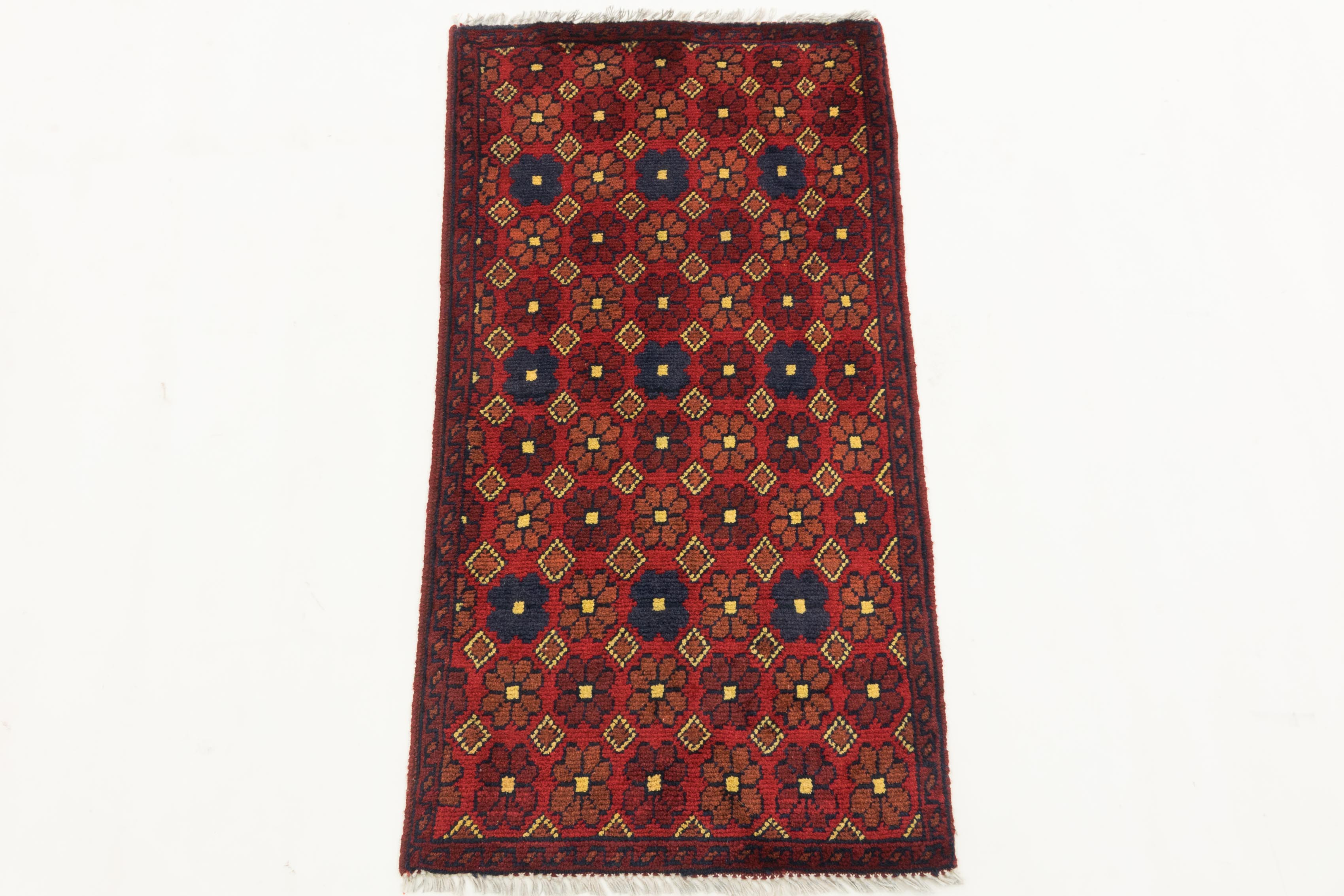 Afghan Khal Mohammadi 50x100 Handgeknüpft Teppich Braun Geometrisch Muster