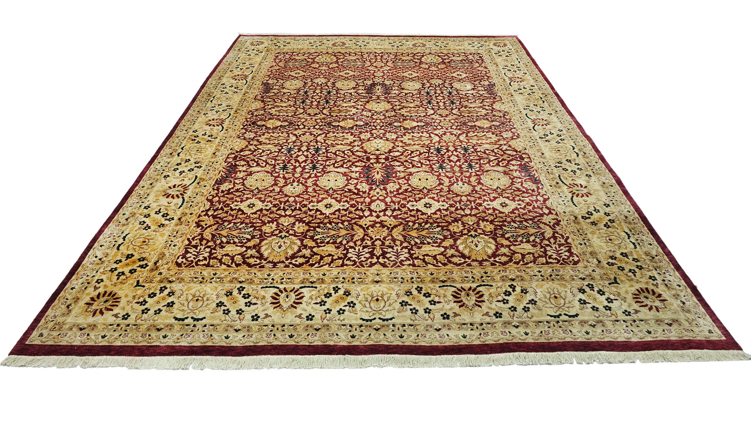 Pakistan Ziegler Ferahan Teppich 280x380 Handgeknüpft Rot Floral Orient Kurzflor
