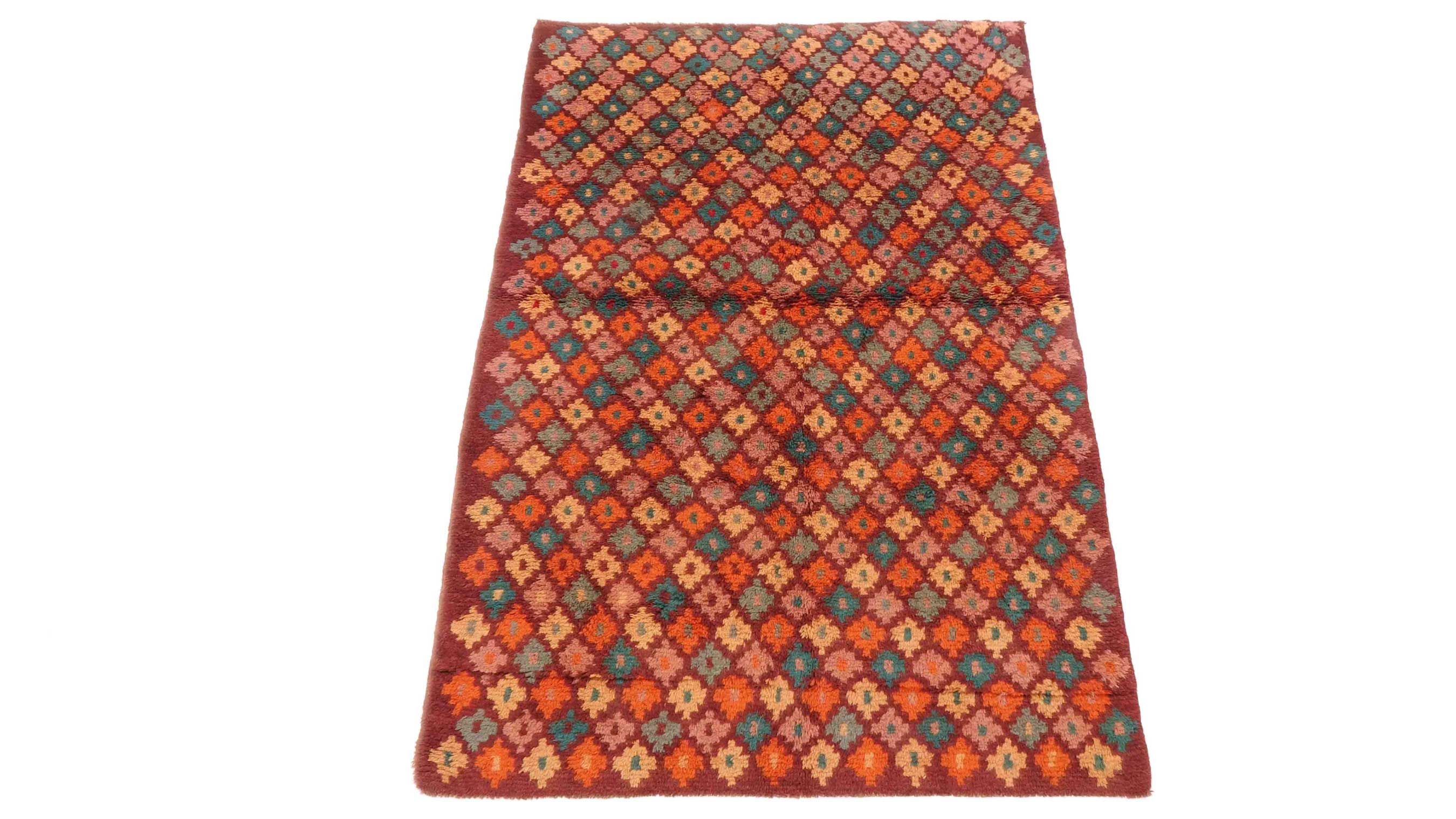 Gabbeh Teppich 110x160 Handgeknüpft Braun Durchgemustert Orientalisch UNIKAT Kurzflor