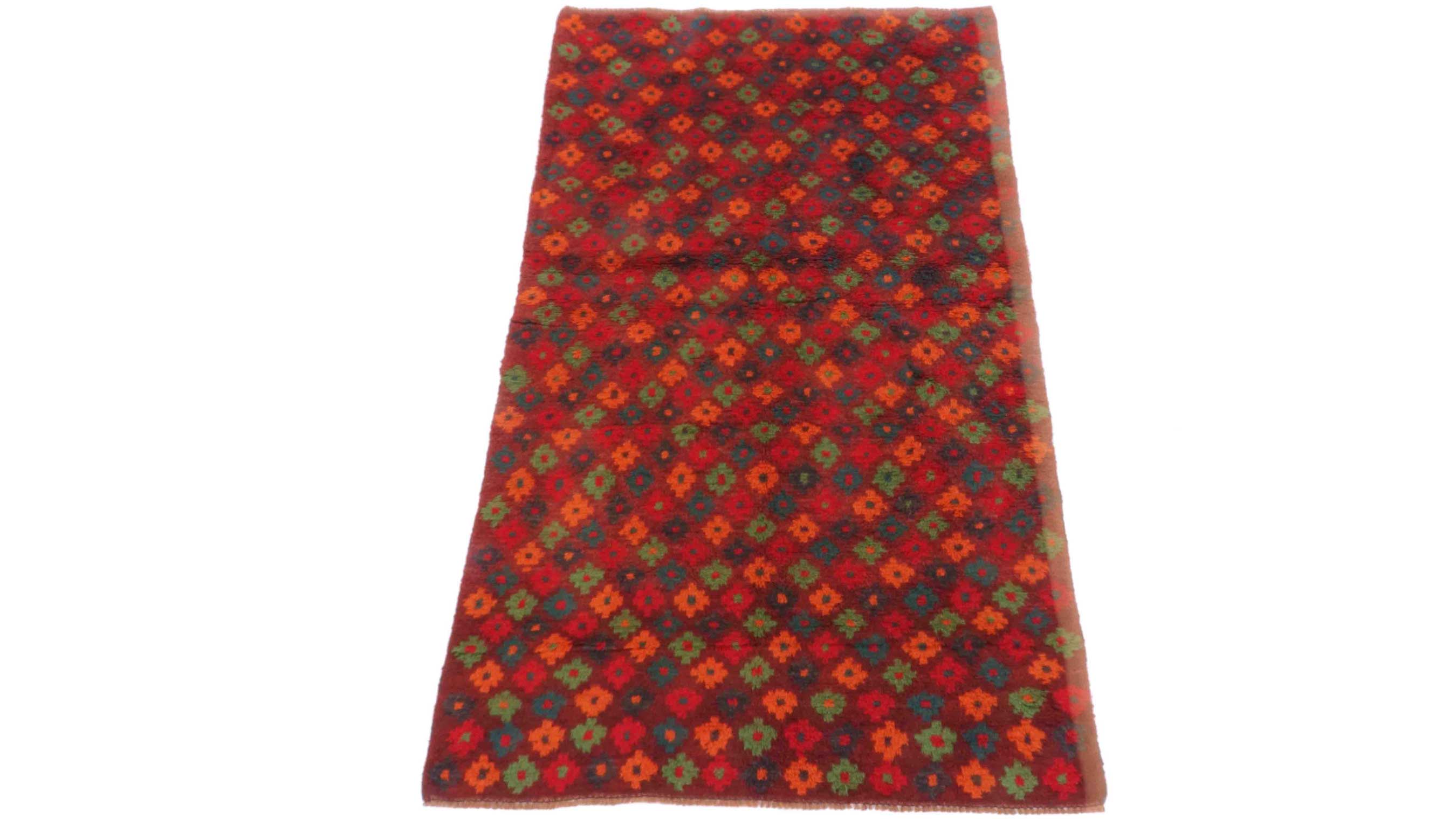 Gabbeh Teppich 110x180 Handgeknüpft Braun Durchgemustert Orientalisch UNIKAT Kurzflor