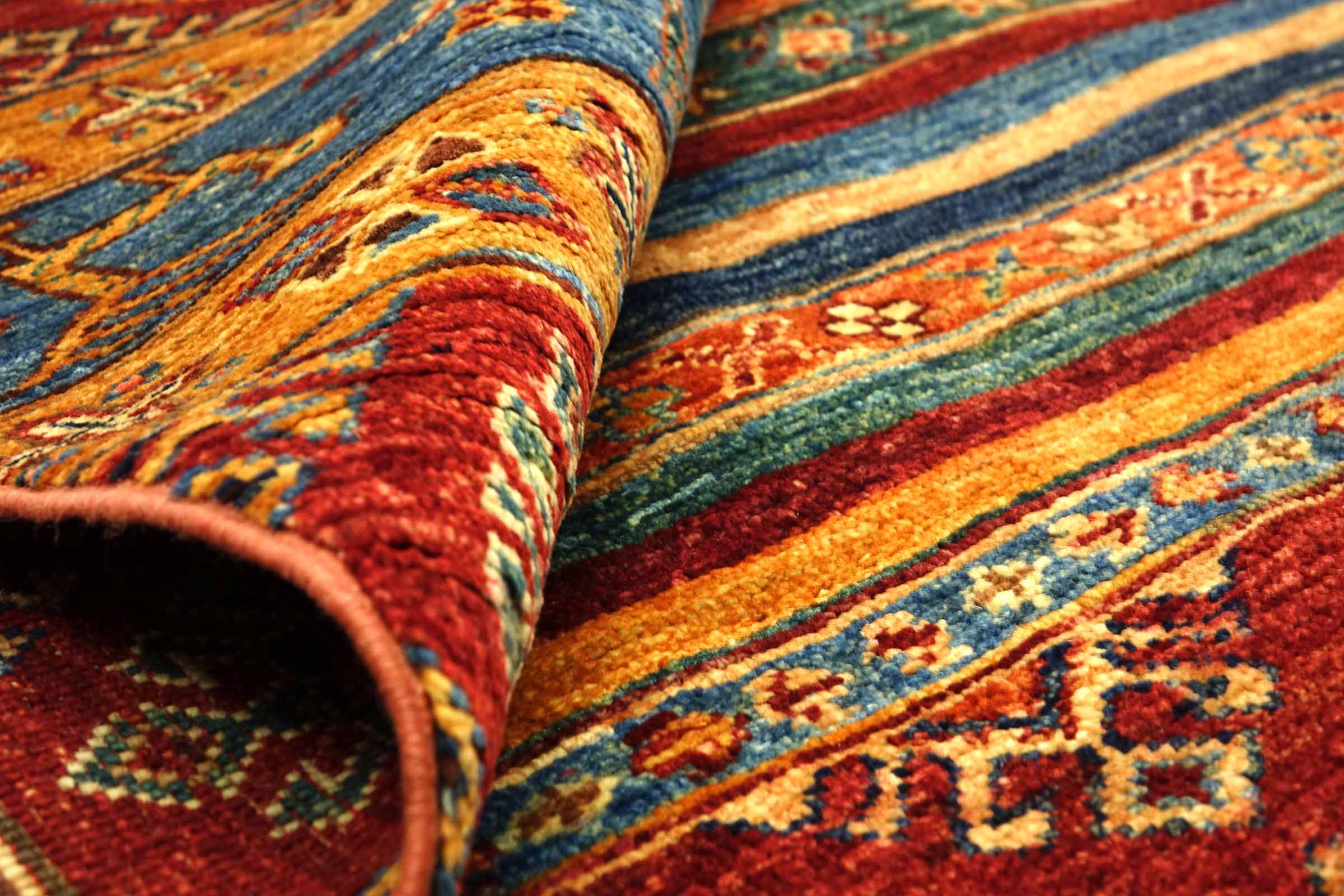 Afghan Khorjin Shaal 170x270 Handgeknüpft Orientteppich Bunt Gestreift Wolle