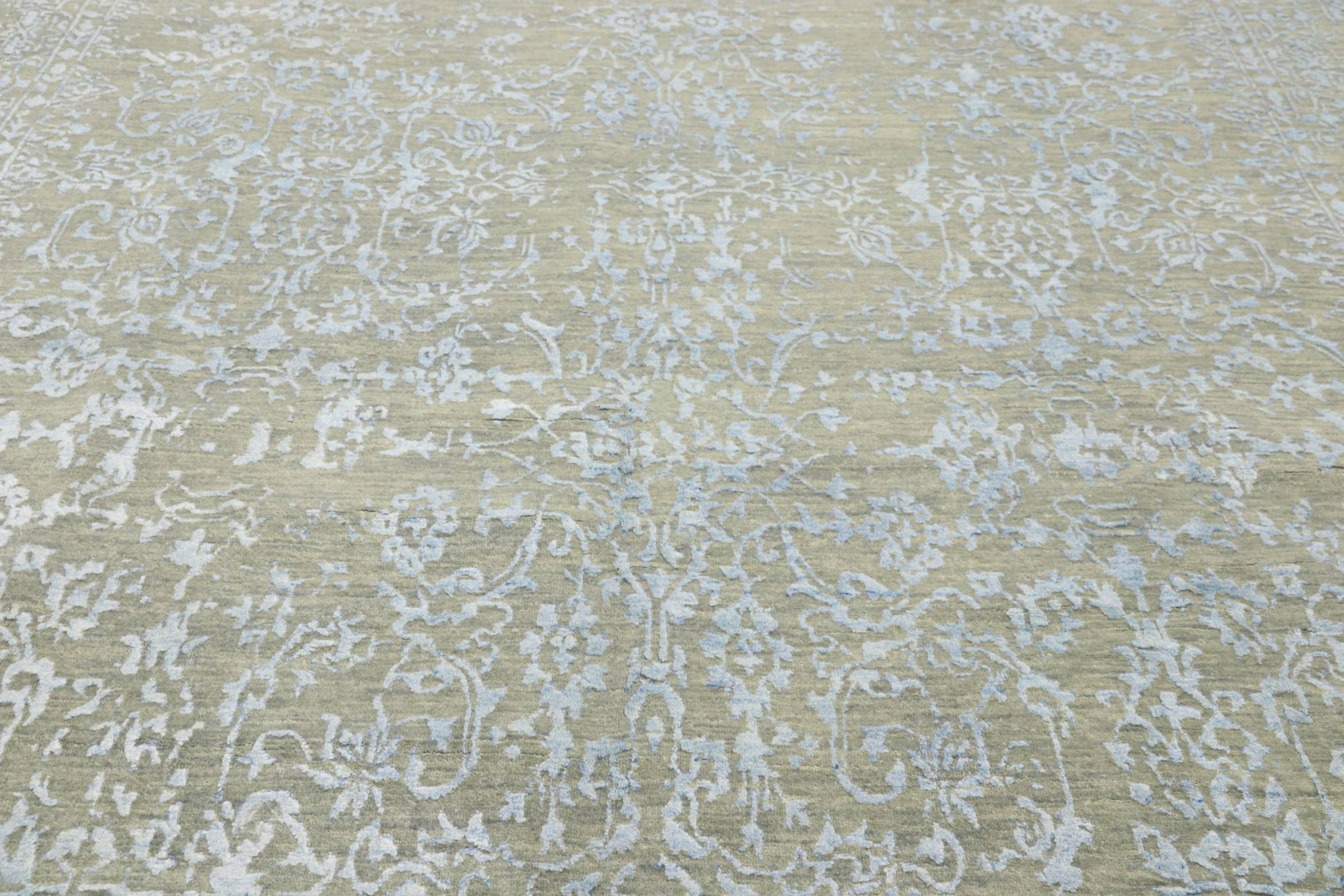 Moderner handgeknüpfter Teppich 250x300 Grau Floral Orientalisch UNIKAT Kurzflor