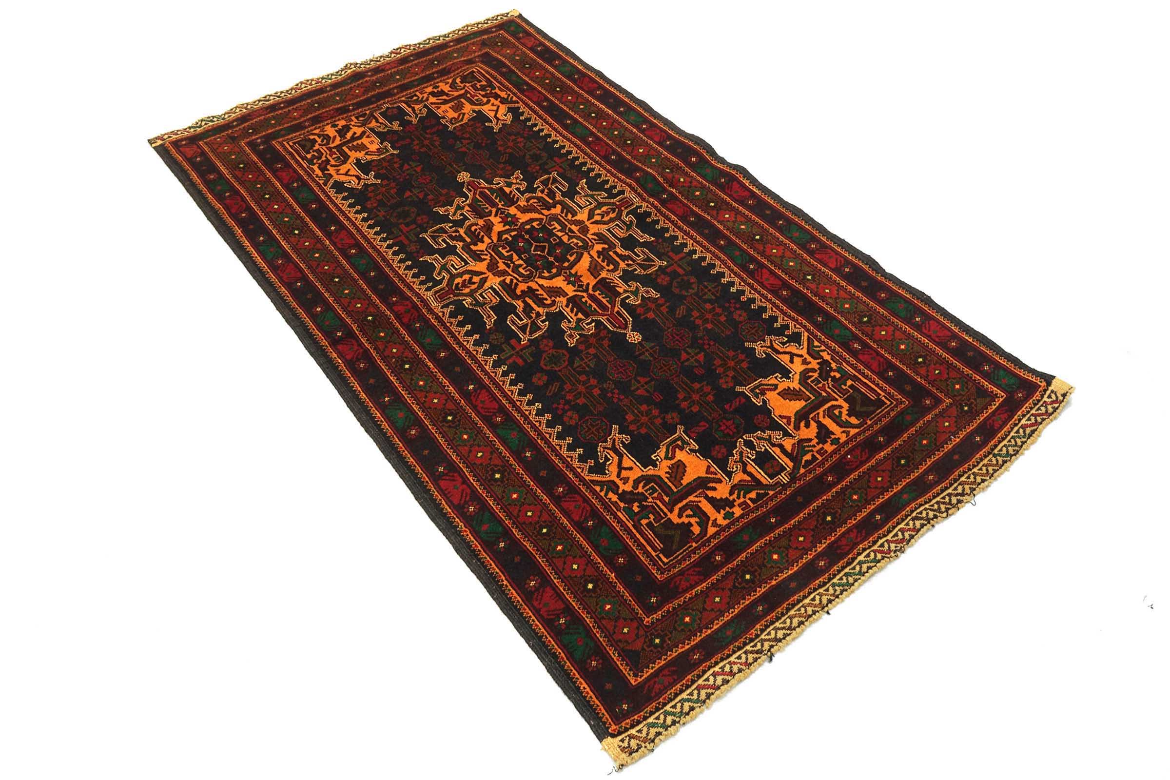 Afghan Belutsch Baluch 120x180 Handgeknüpft Orientteppich Dunkelblau