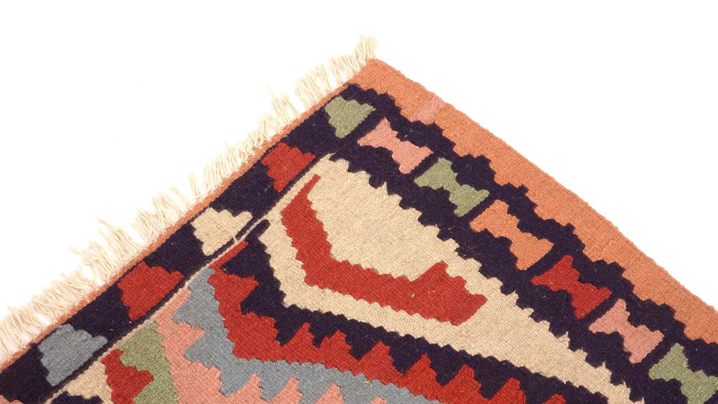 Perserteppich Kelim Ardebil 100x150 Handgewebt Beige Geometrisch Handarbeit Zimmer