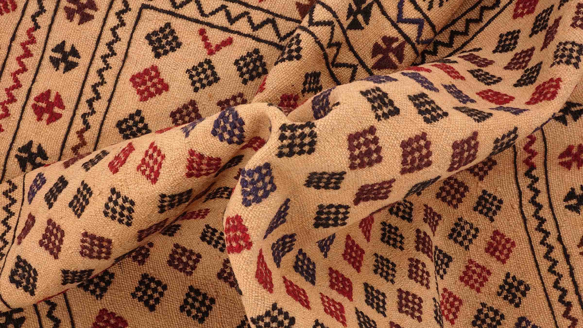 Afghan Kelim Gol Barjasta Teppich 120x180 Handgewebt Gold Geometrisch Handarbeit Gewebt