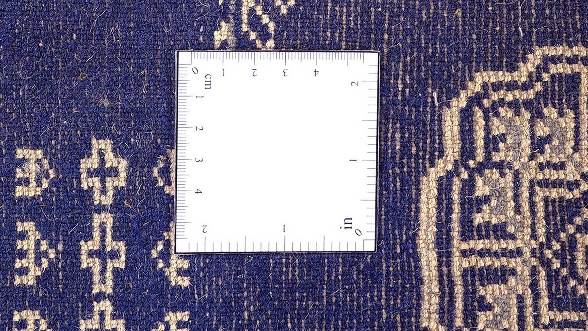 Pakistan Buchara 3ply Teppich 50x80 Handgeknüpft Blau Geometrisch Orient Kurzflor