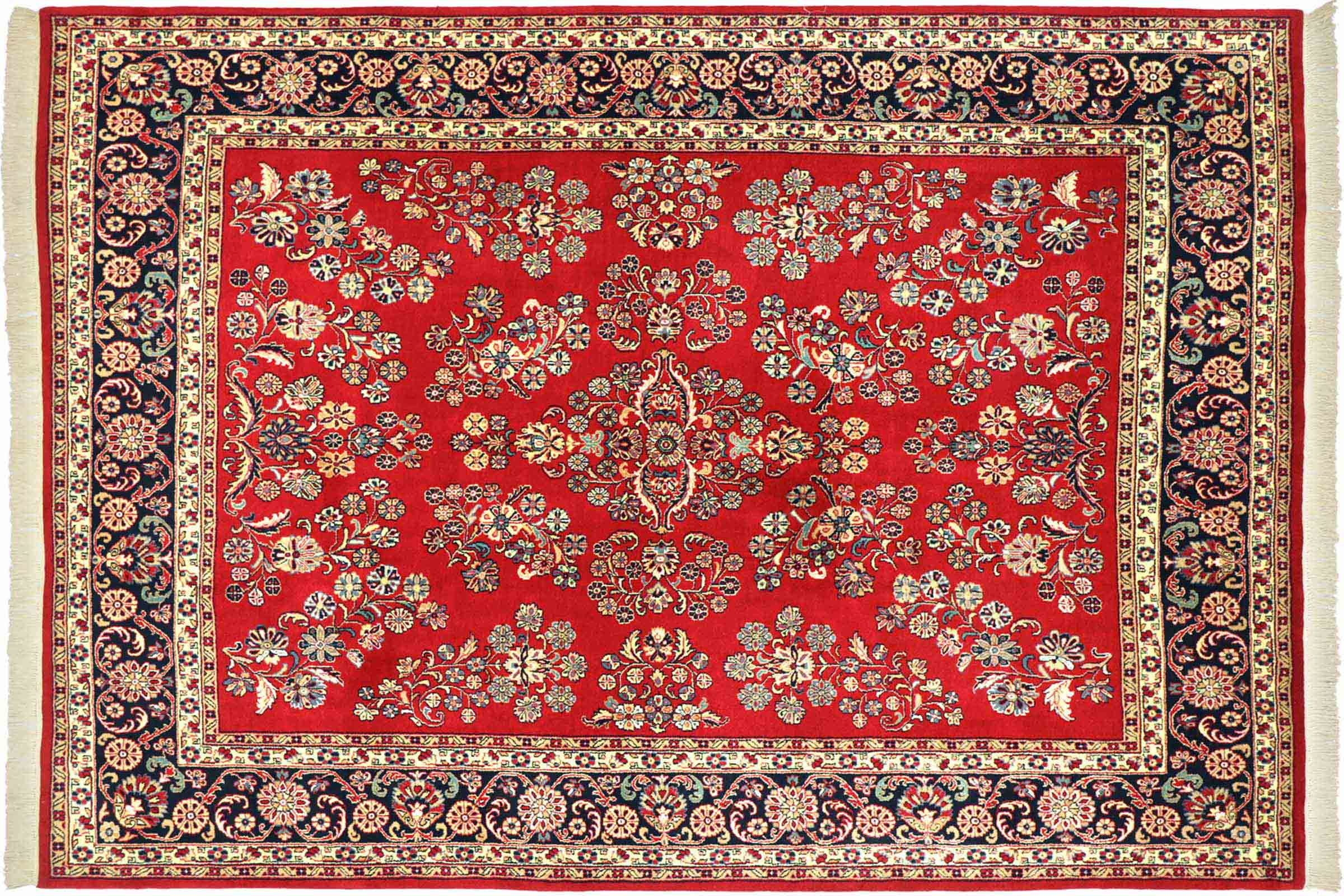 Sarough Teppich 250x300 Handgeknüpft Rot Floral Wolle Kurzflor Rug