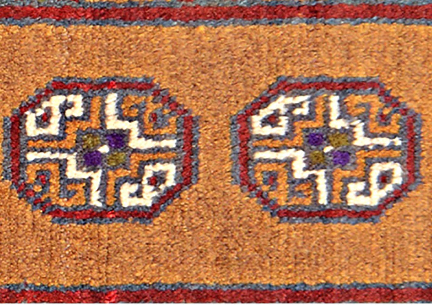 Afghan Aqcha Poshti Teppich 40x60 Handgeknüpft Braun Geometrisch Orient Kurzflor