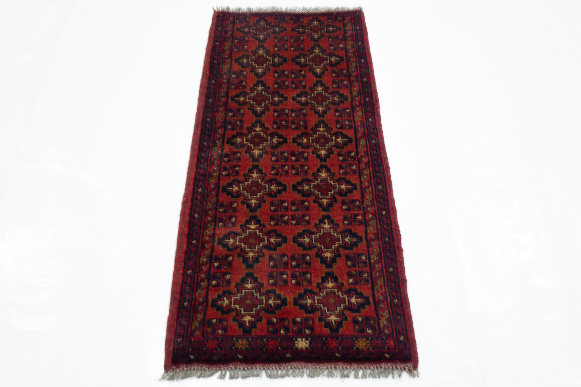 Afghan Khal Mohammadi 50x150 Handgeknüpft Teppich Läufer Braun Geometrisch