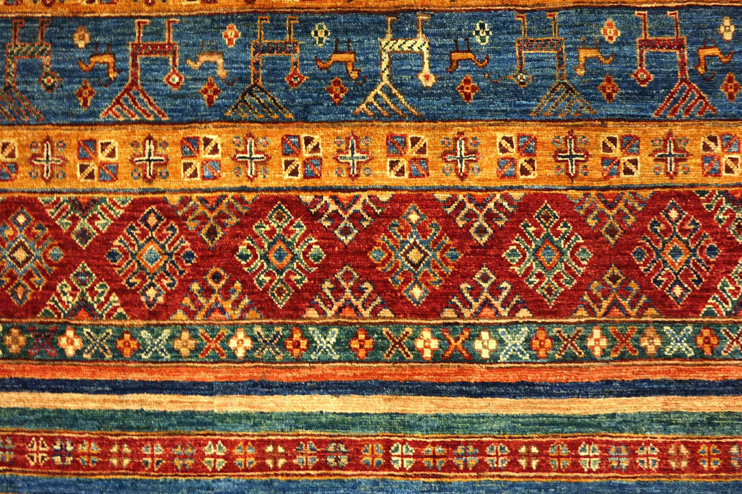 Afghan Khorjin Shaal 170x270 Handgeknüpft Orientteppich Bunt Gestreift Wolle