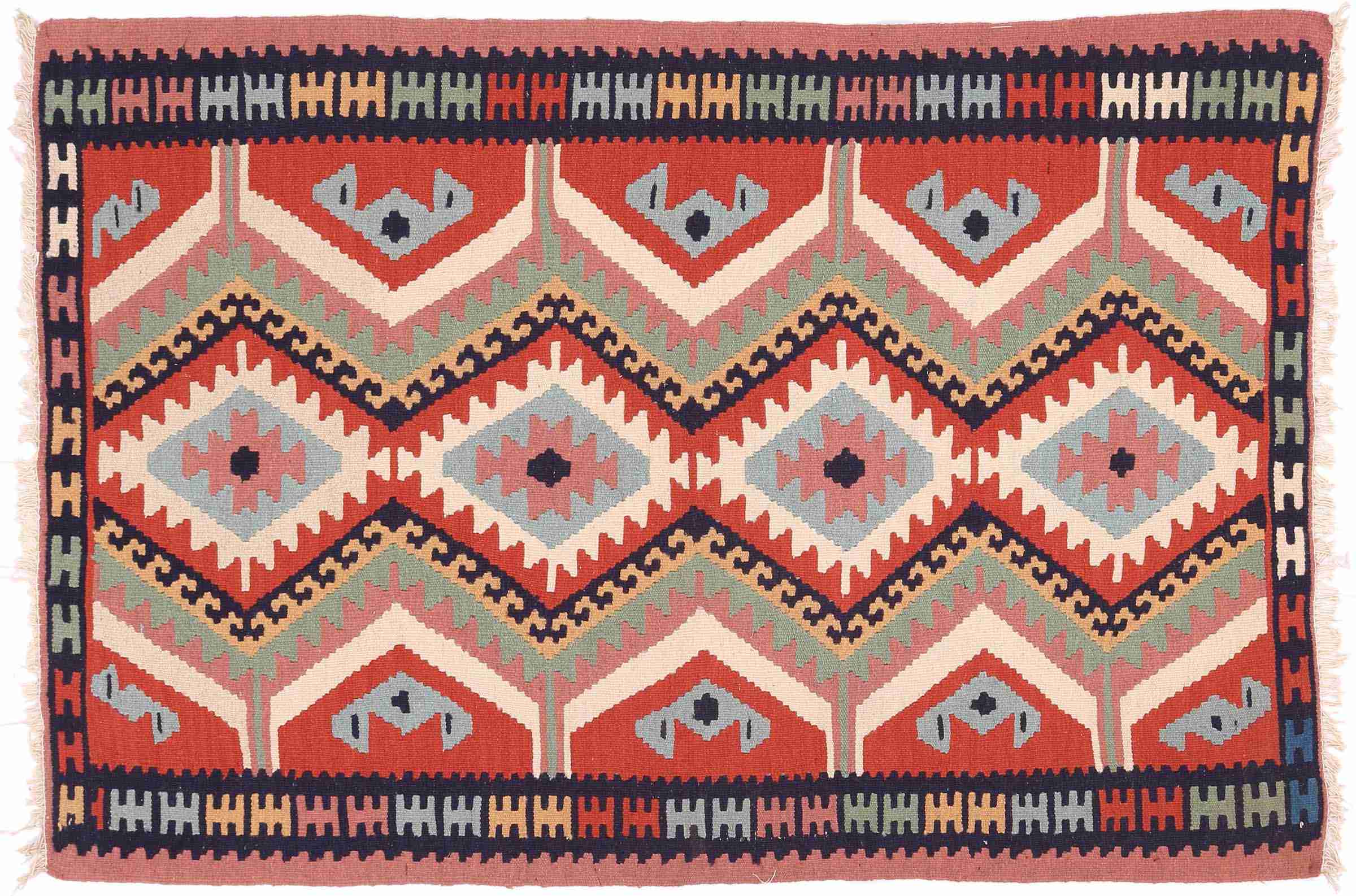 Perserteppich Kelim Ardebil 100x150 Handgewebt Braun Geometrisch Handarbeit Zimmer