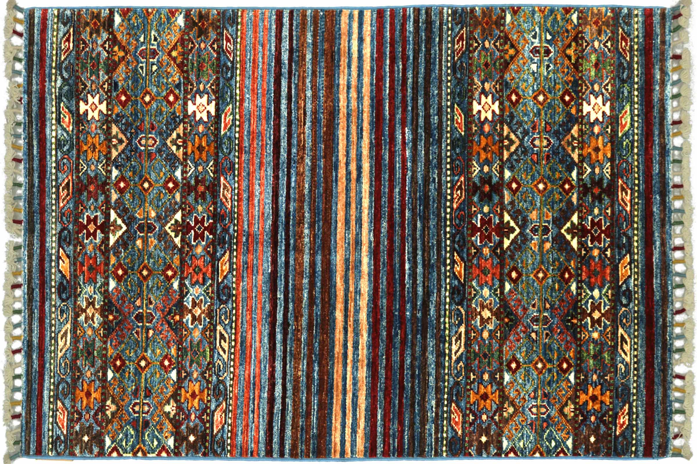 Afghan Khorjin Shaal 80x120 Handgeknüpft Orientteppich Blau Wolle Kurzflor Rug