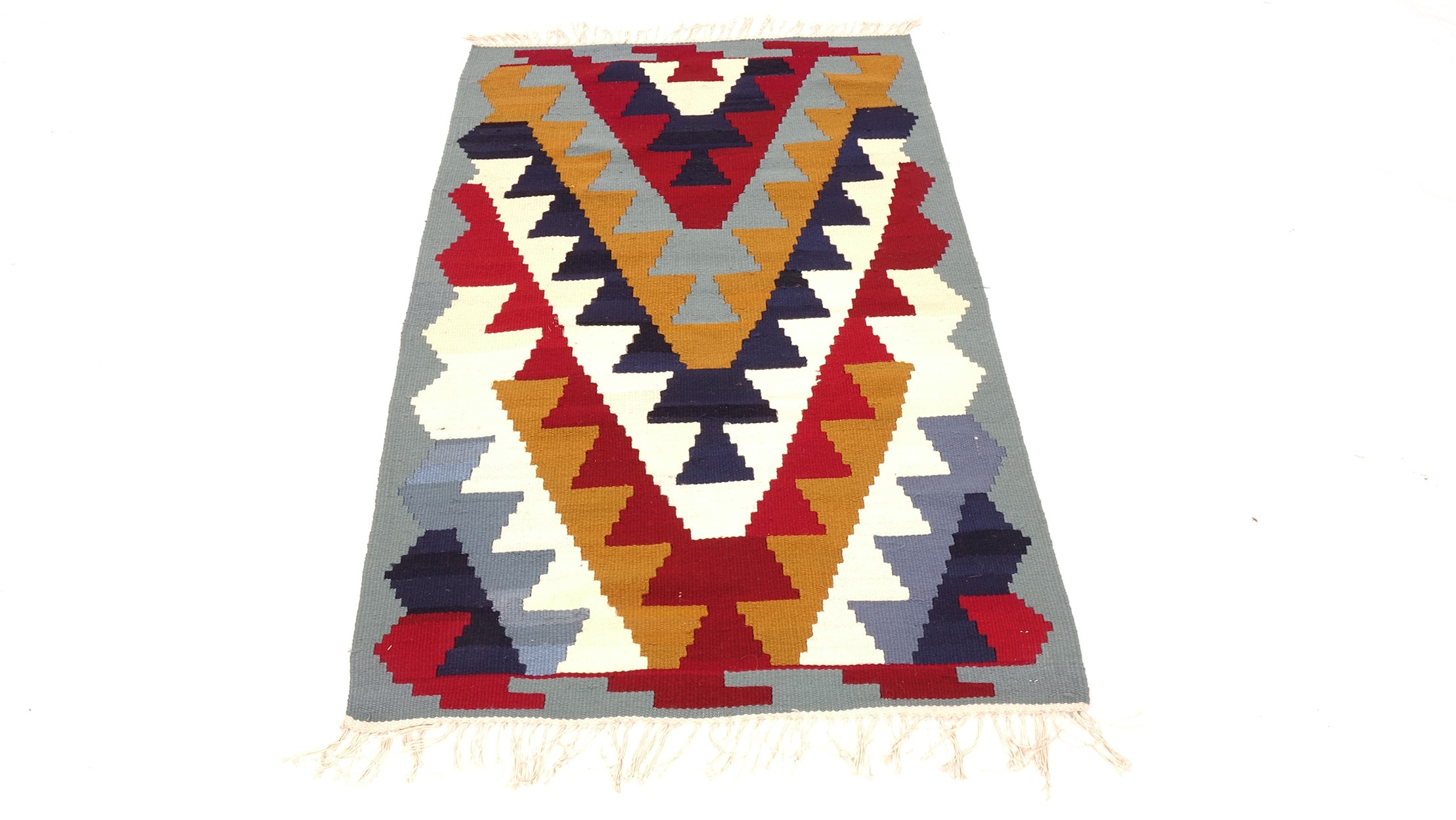Perserteppich Kelim Ardebil 80x150 Handgewebt Beige Geometrisch Handarbeit Zimmer