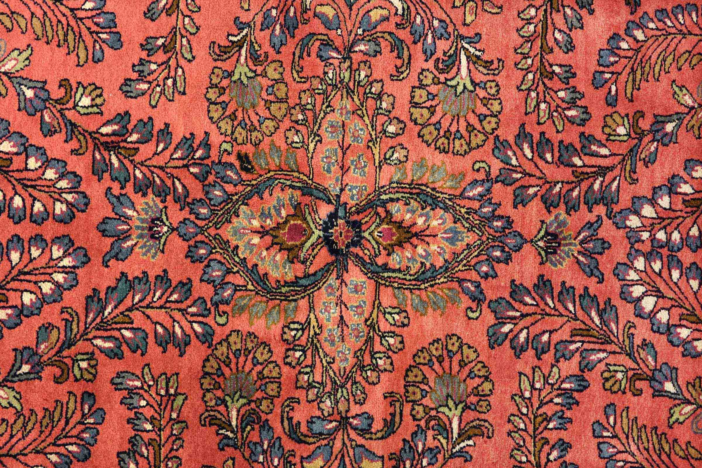Sarough Teppich 170x250 Handgeknüpft Rosa Floral Wolle Kurzflor Rug