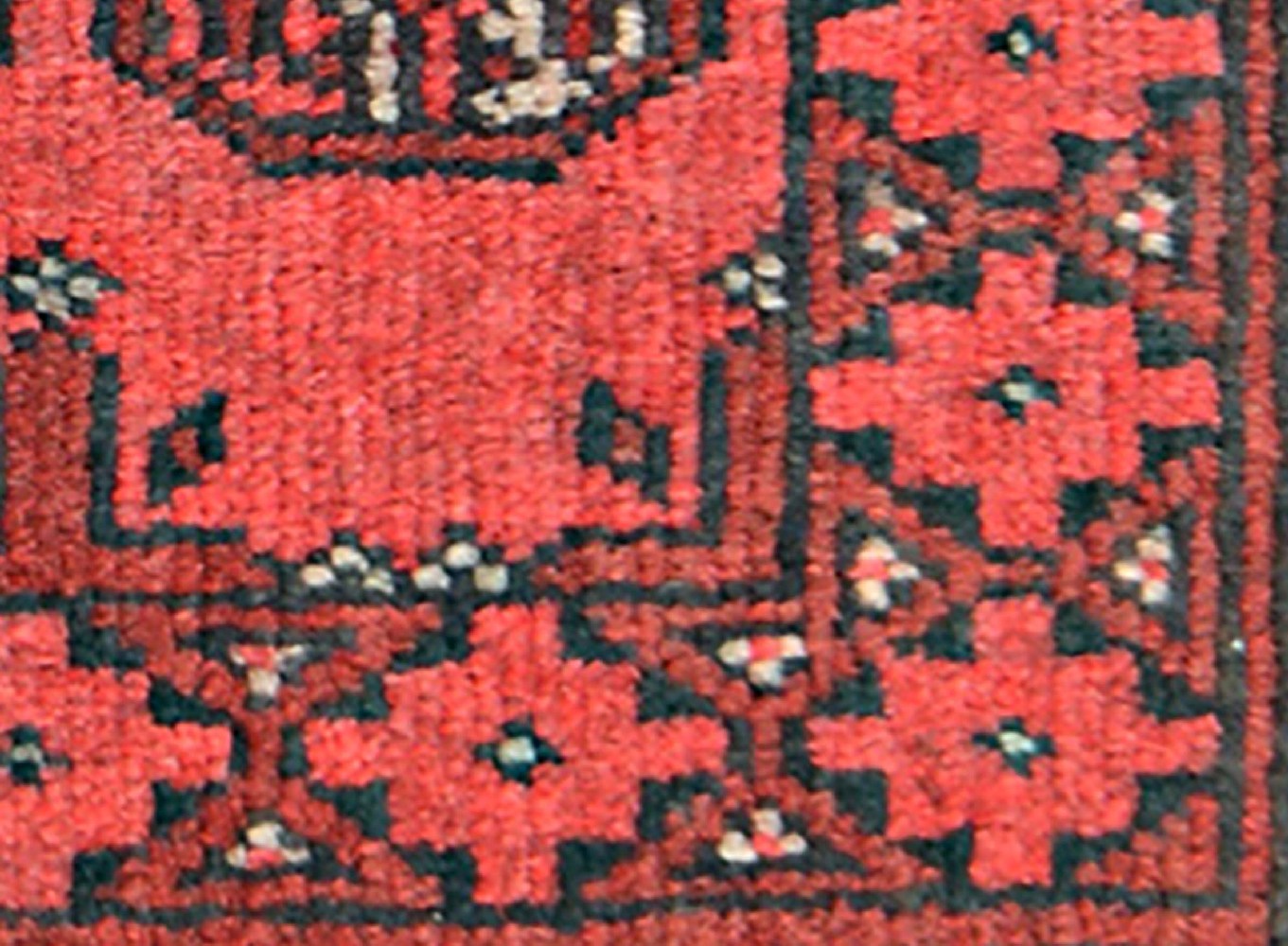Afghan Aqcha Poshti Teppich 40x60 Handgeknüpft Rot Geometrisch Orient Kurzflor