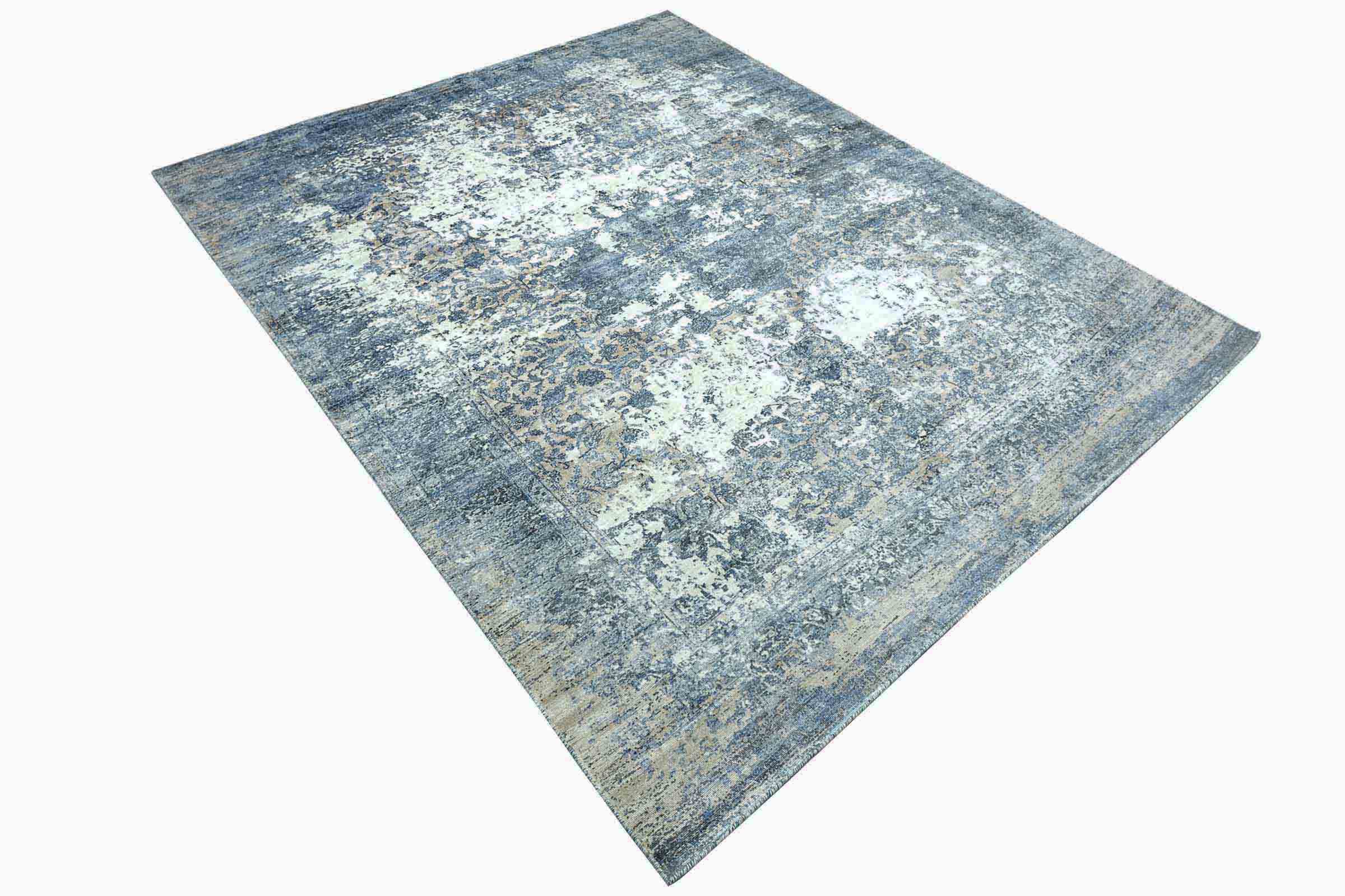 Handloom Vintage 240x170 Handgewebt Teppich 170x240 Blau Abstrakt Handarbeit Orient
