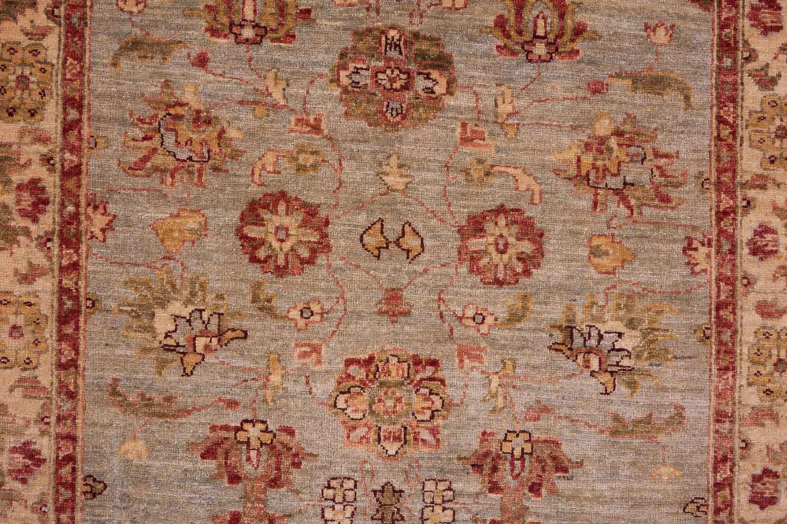Afghan Chobi Ziegler 100x150 Handgeknüpft Teppich Grün Blumenmuster Kurzflor