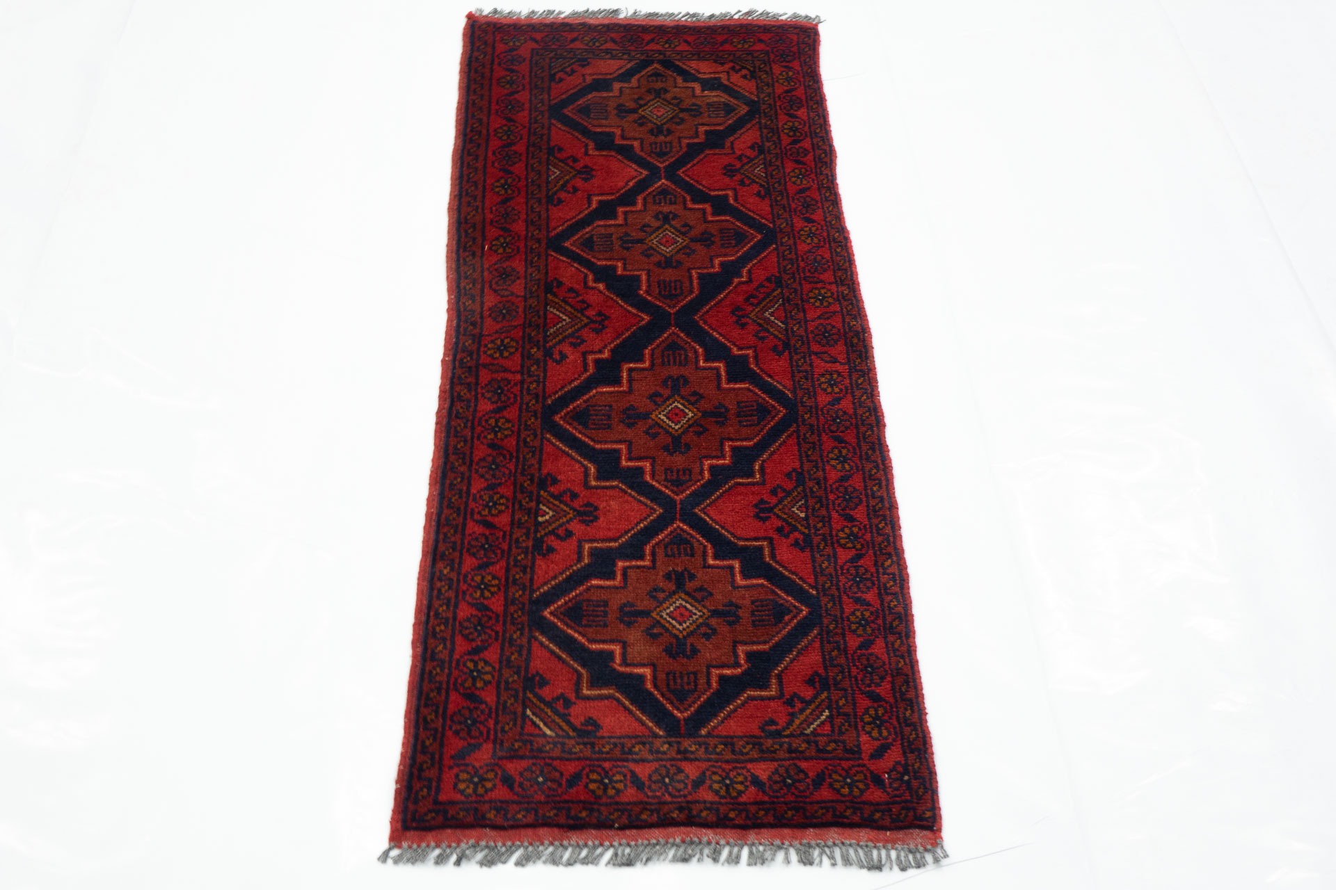 Afghan Khal Mohammadi 50x150 Handgeknüpft Teppich Läufer Braun Geometrisch