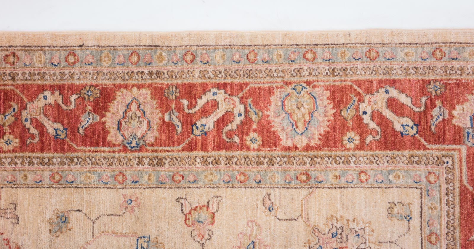 Afghan Chobi Ziegler Fein 140x200 Handgeknüpft Teppich Beige Blumenmuster
