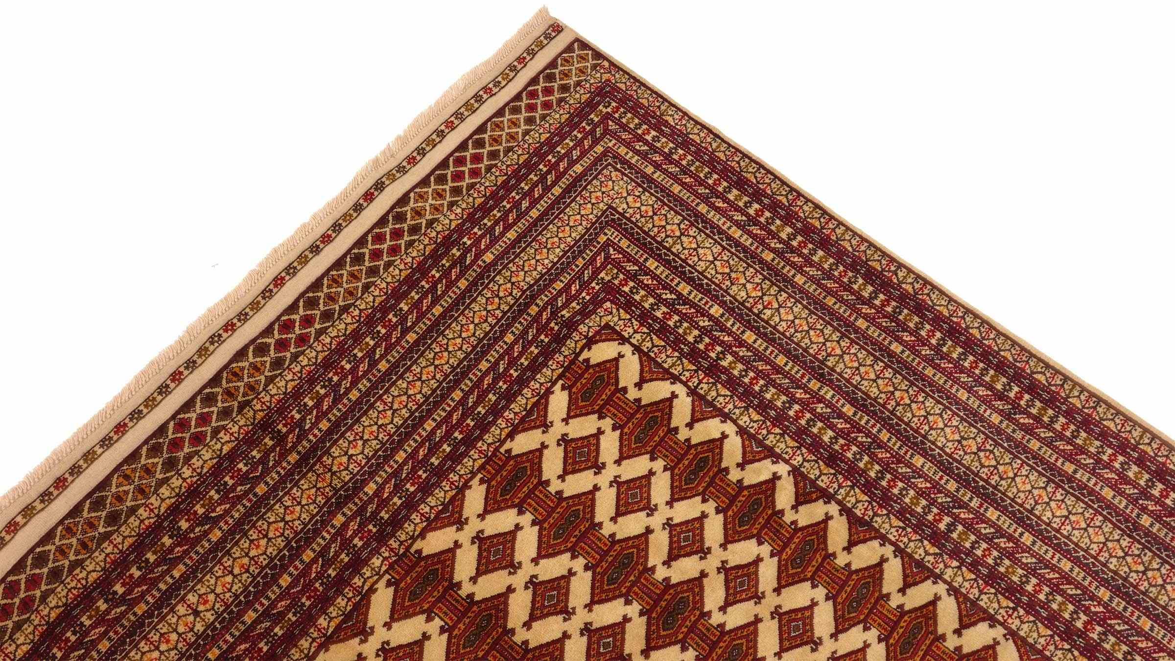 Afghanischer Teppich Zahir Shahi 200x300 Handgeknüpft Beige Geometrisch Orientalisch