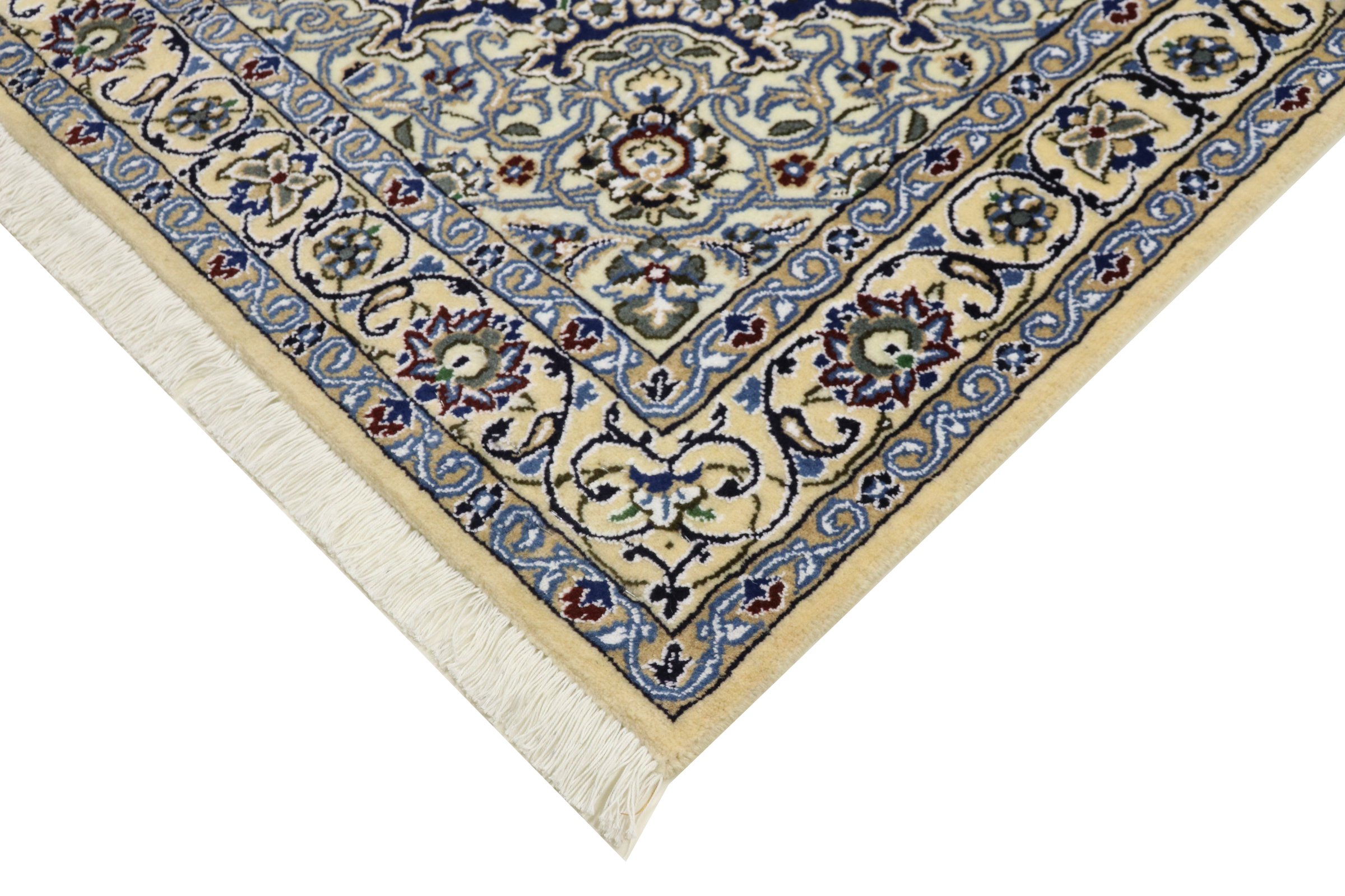 Perserteppich Nain 9LA 120x180 Handgeknüpft Blau Medaillon Orientalisch UNIKAT Kurzflor