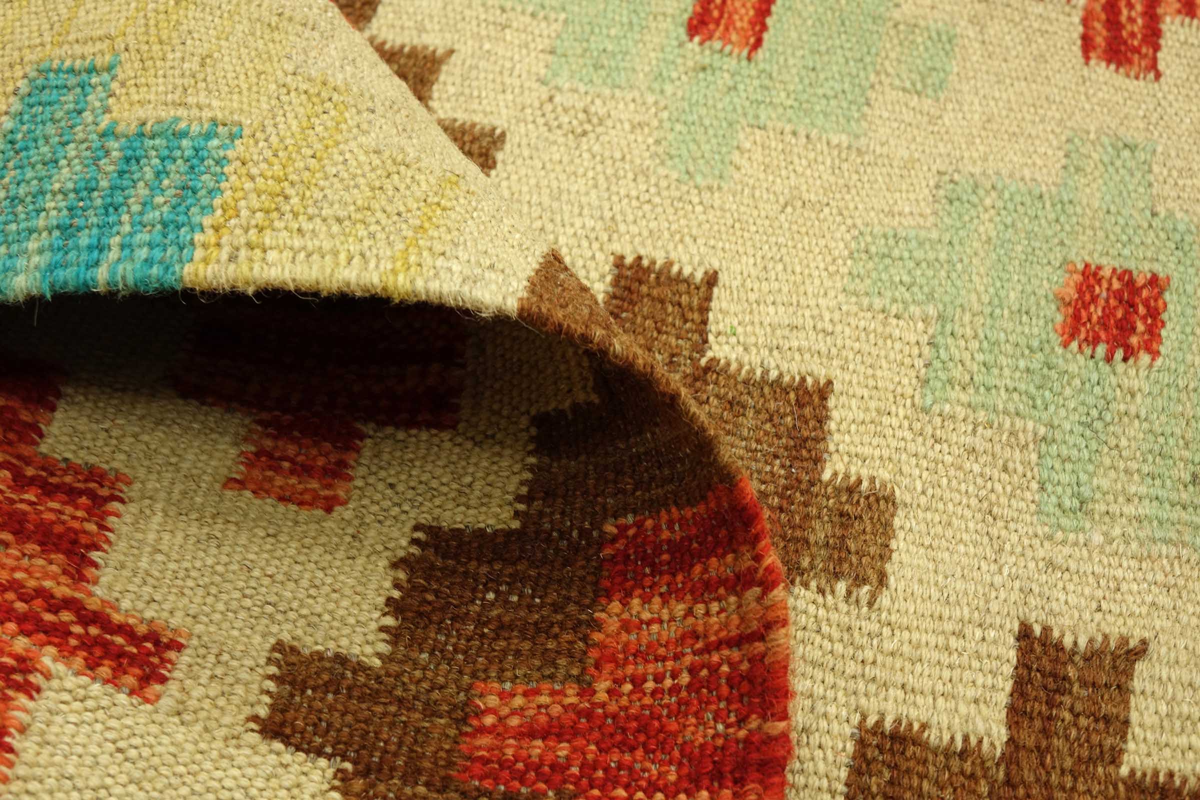 Afghan Maimana Kelim Bunt 150x200 Handgewebt Teppich Bunt Geometrisch Orient