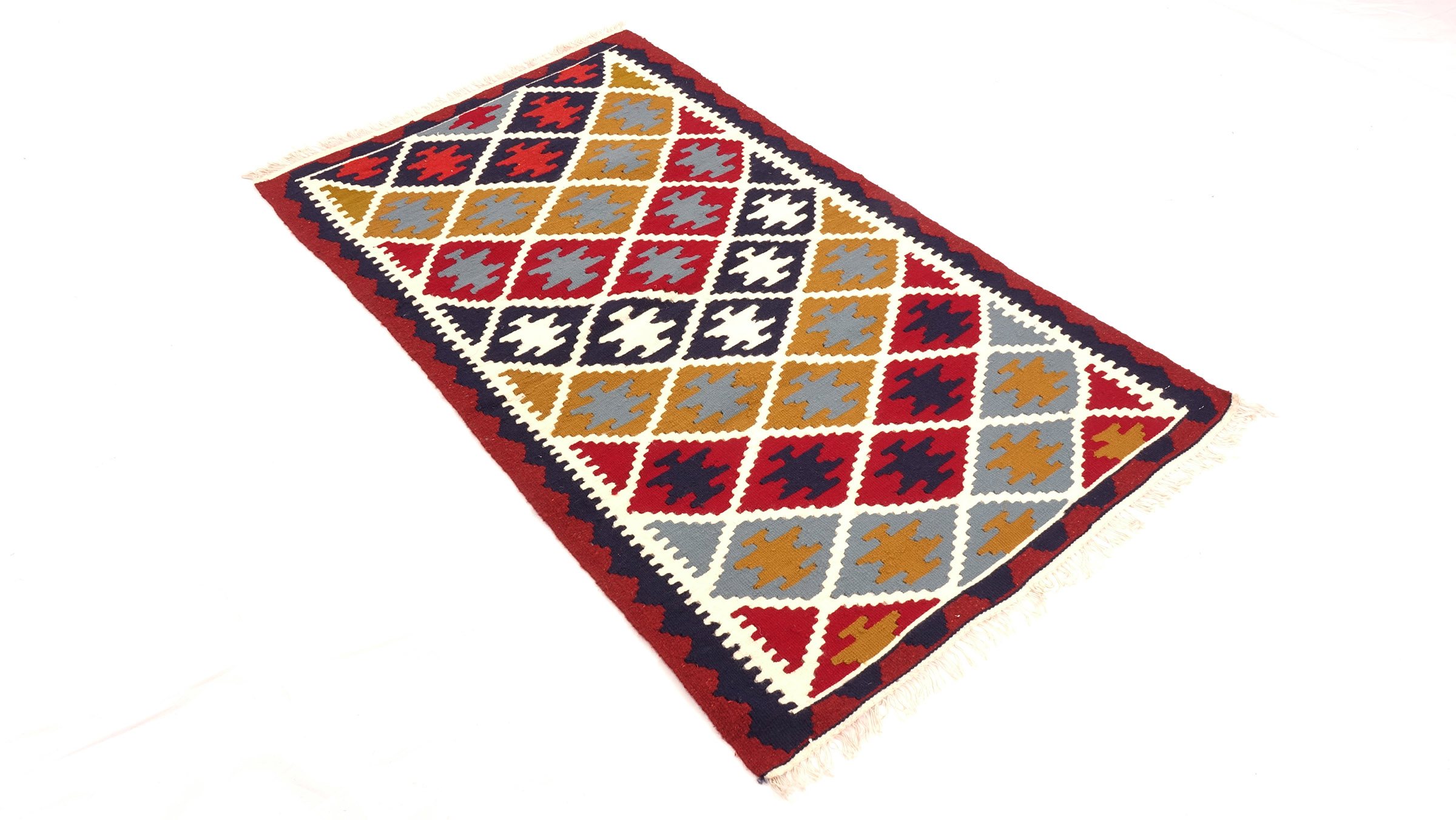 Perserteppich Kelim Ardebil 90x150 Handgewebt Beige Geometrisch Handarbeit Zimmer