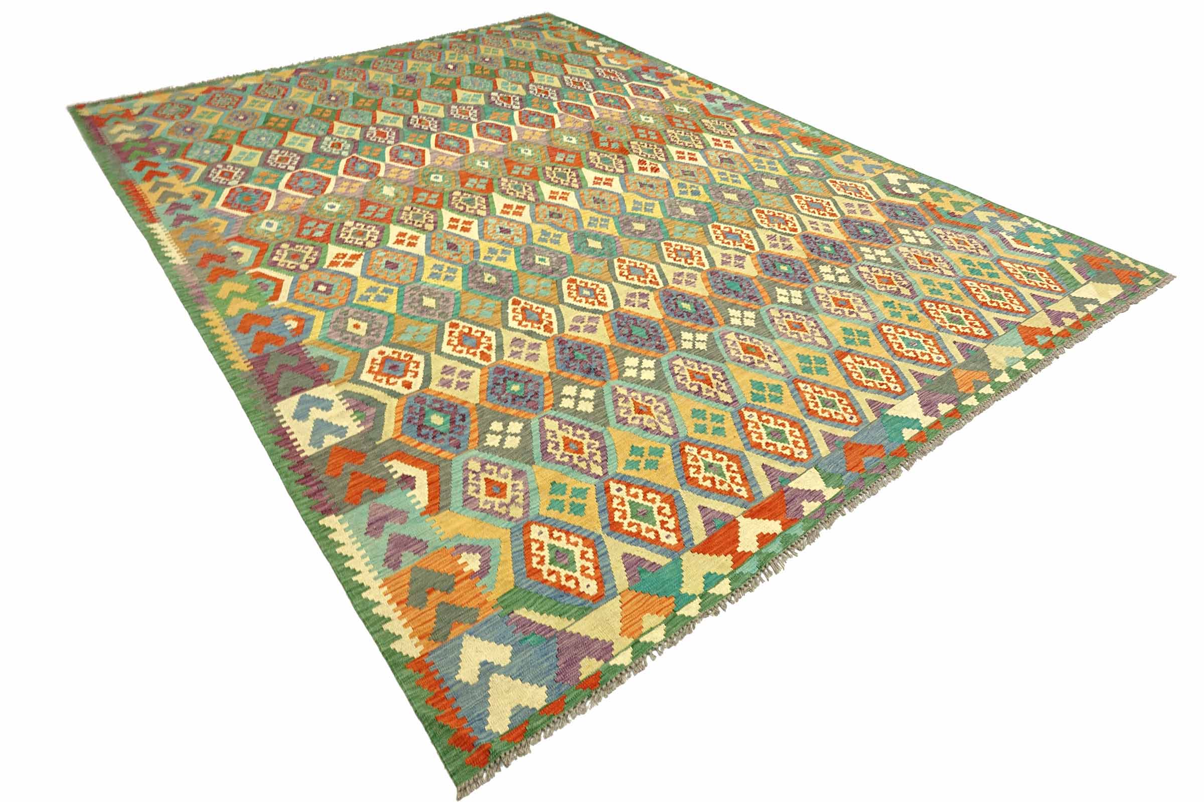 Afghan Maimana Kelim Bunt 250x350 Handgewebt Teppich Bunt Geometrisch Orient