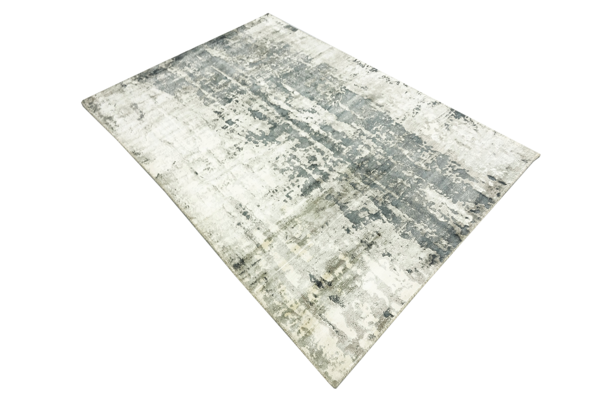 Handloom Vintage Teppich 160x230 Handgewebt Grau Abstrakt Handarbeit Gewebt Zimmer