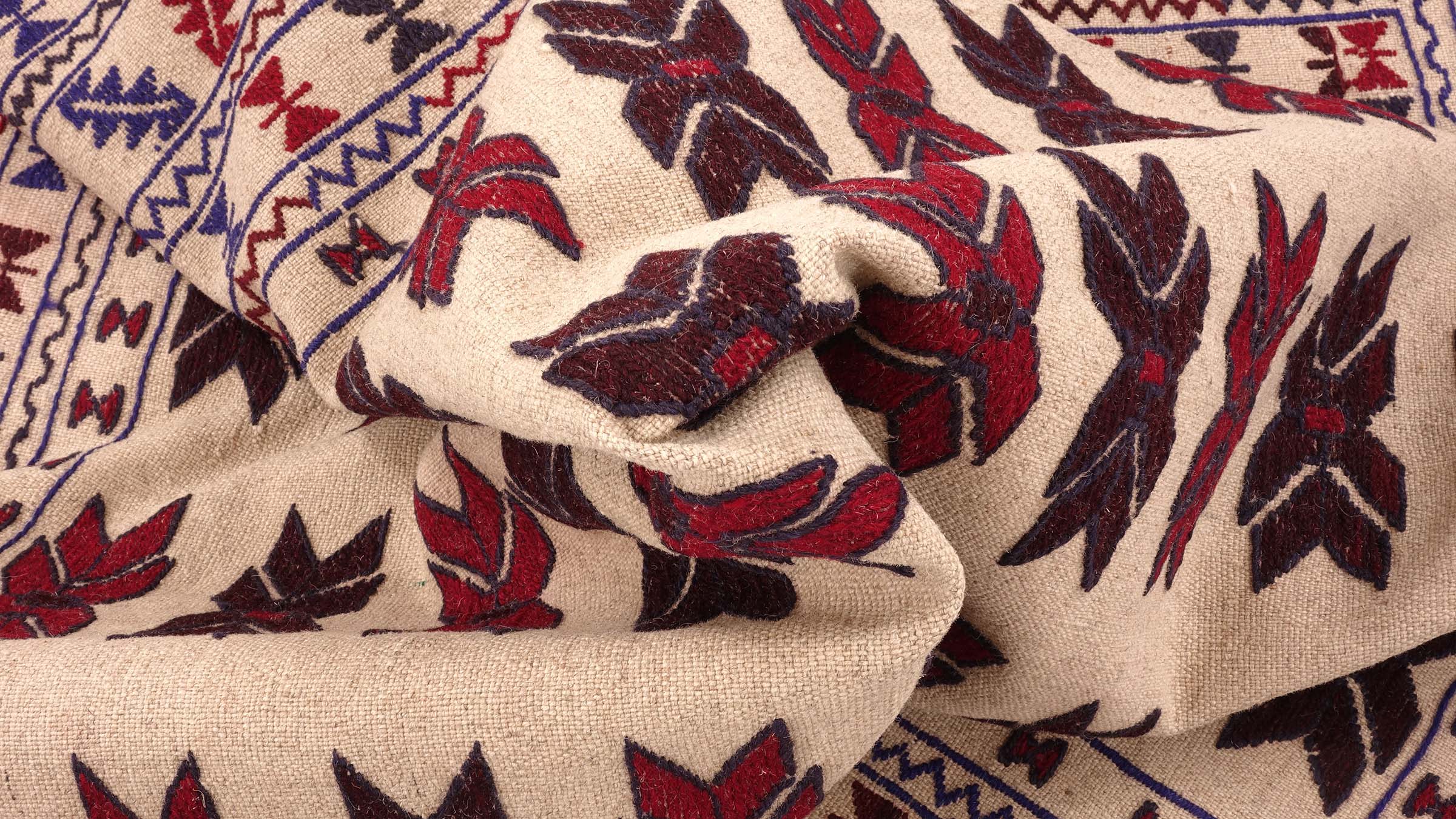 Afghan Kelim Gol Barjasta Teppich 120x180 Handgewebt Beige Geometrisch Handarbeit