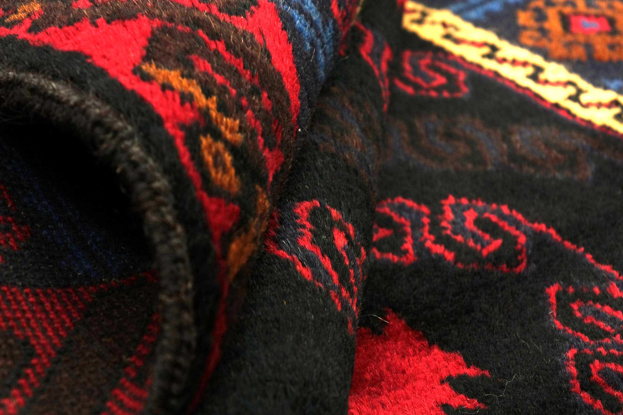 Afghan Belutsch Baluch 100x190 Handgeknüpft Orientteppich Schwarz Geometrisch