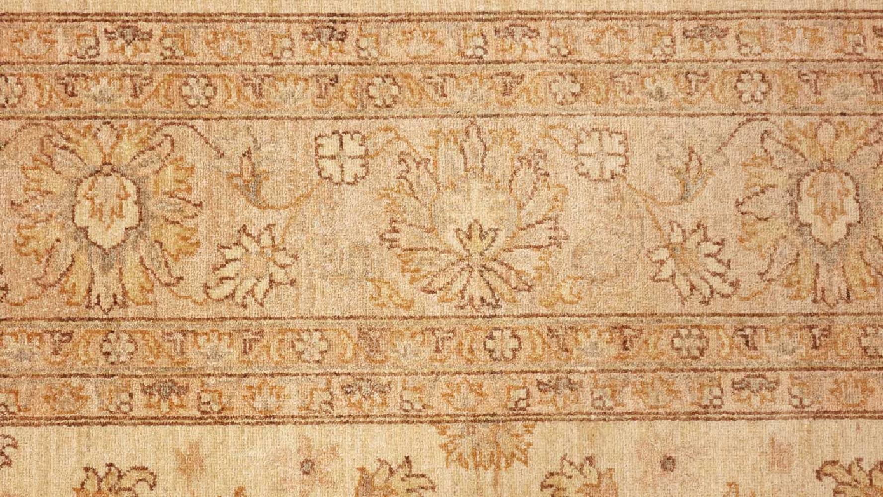 Afghan Chobi Ziegler 300x400 Handgeknüpft Teppich Beige Blumenmuster Kurzflor