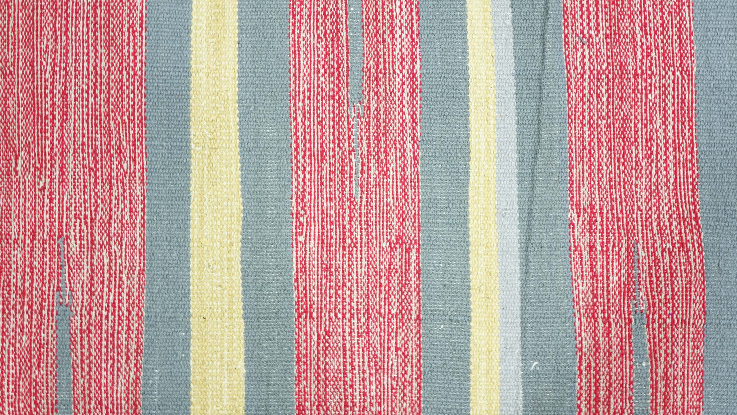 Knallbunter Kelim Teppich 60x90 Handgewebt Mehrfarbig Gestreift Handarbeit Gewebt