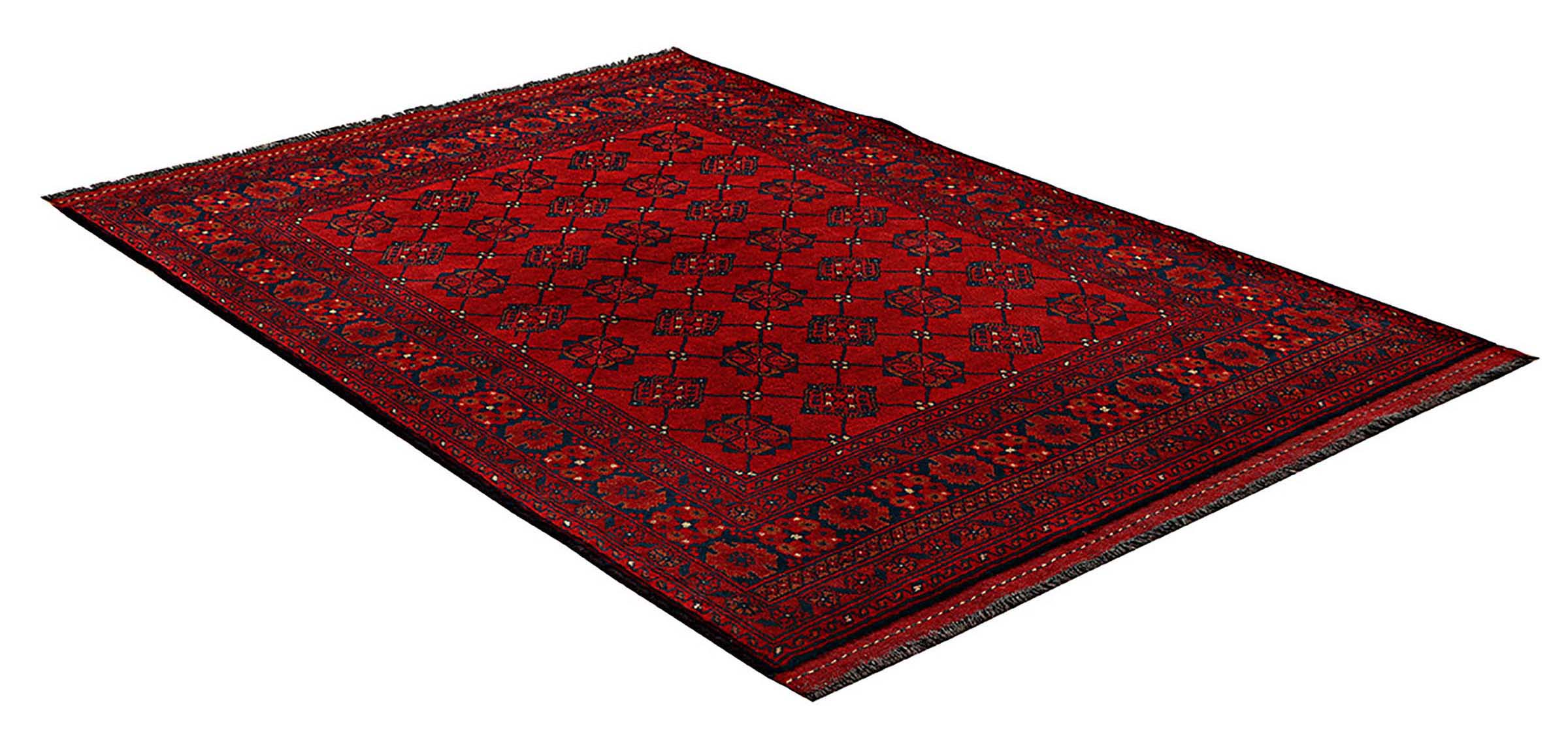 Afghan Khal Mohammadi Teppich 100x150 Handgeknüpft Braun Geometrisch Orient Kurzflor