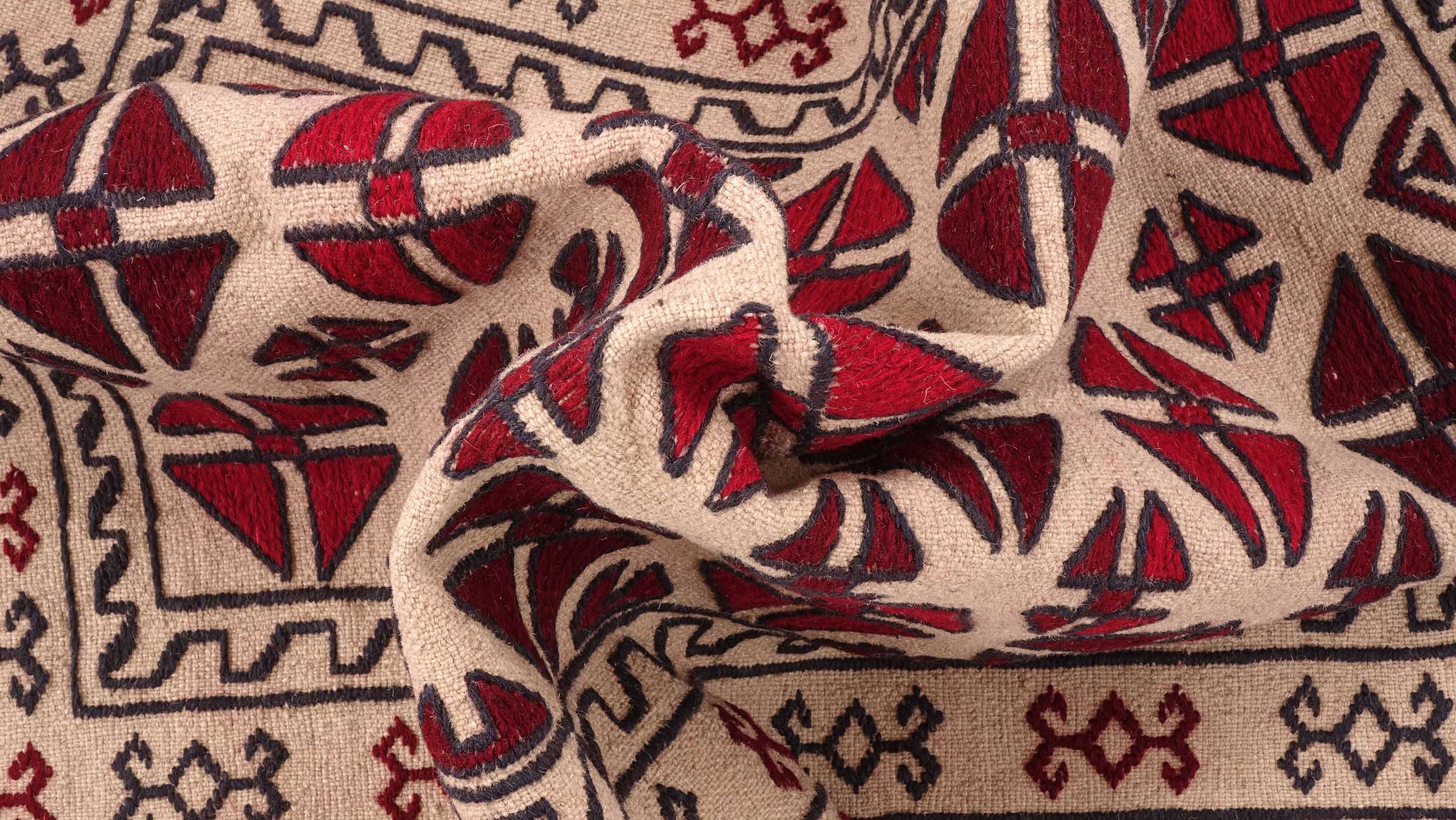 Afghan Kelim Gol Barjasta Teppich 120x180 Handgewebt Beige Geometrisch Handarbeit