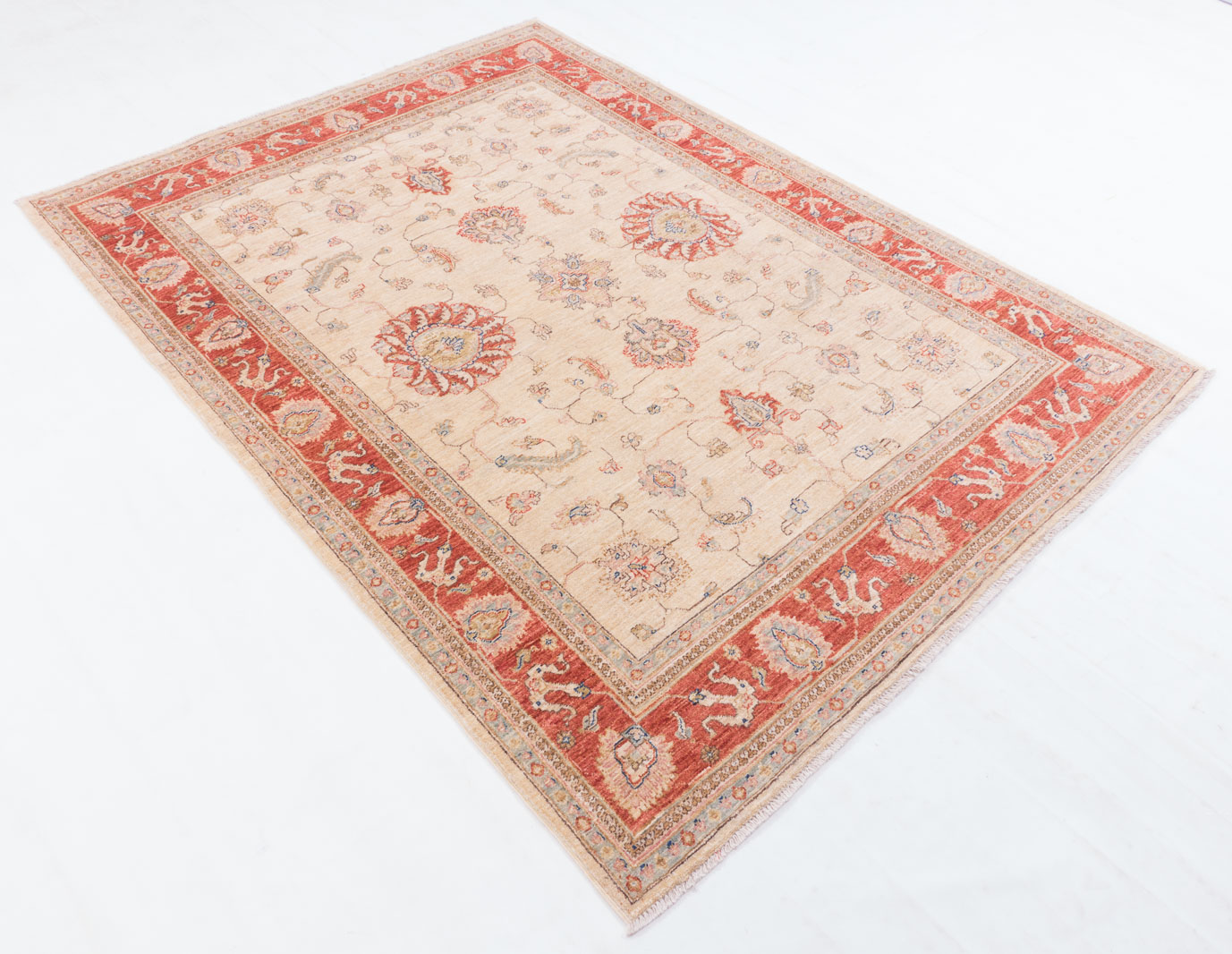 Afghan fine Ferahan Ziegler carpet 140x200 hand-knotted beige floral pattern Orient