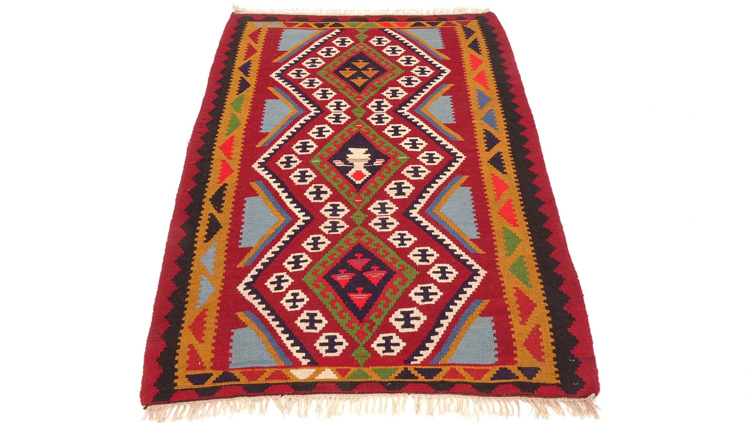 Perserteppich Kelim Ardebil 100x160 Handgewebt Braun Geometrisch Handarbeit Zimmer