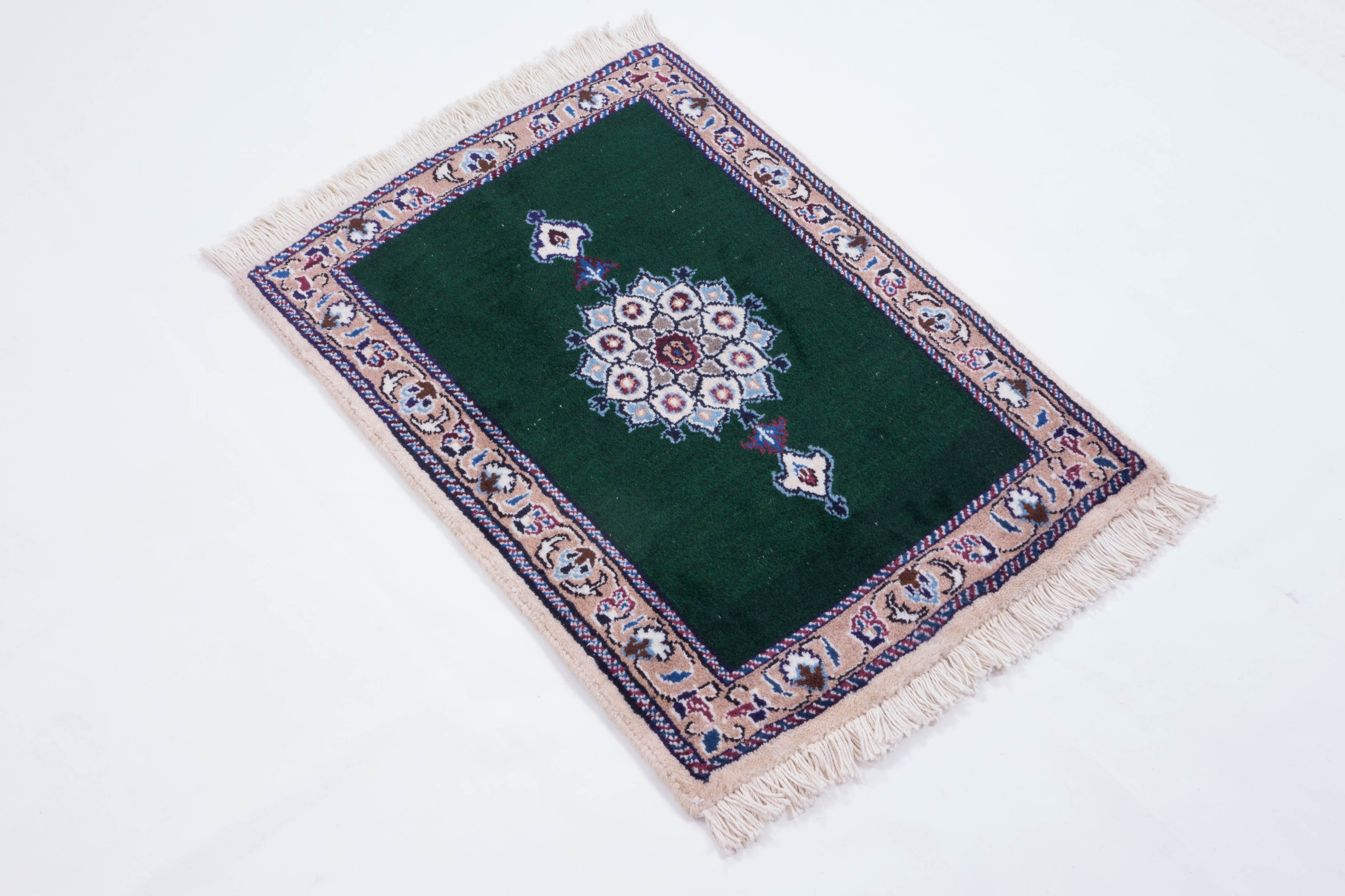 Perser Nain 60x80 Handgeknüpft Teppich Weiß Orientalisch Kurzflor Orient Rug