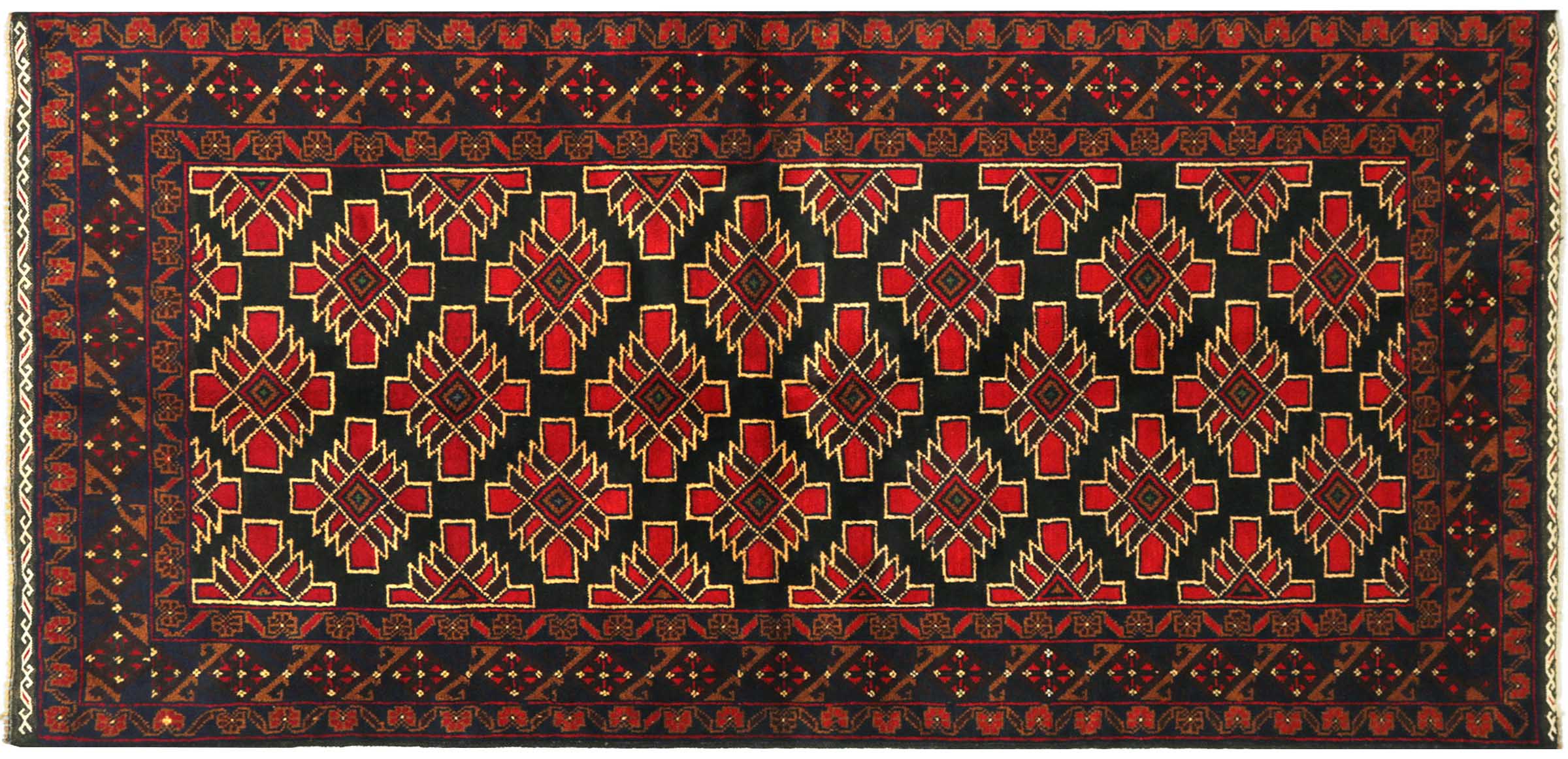 Afghan Belutsch Baluch 100x190 Handgeknüpft Orientteppich Schwarz