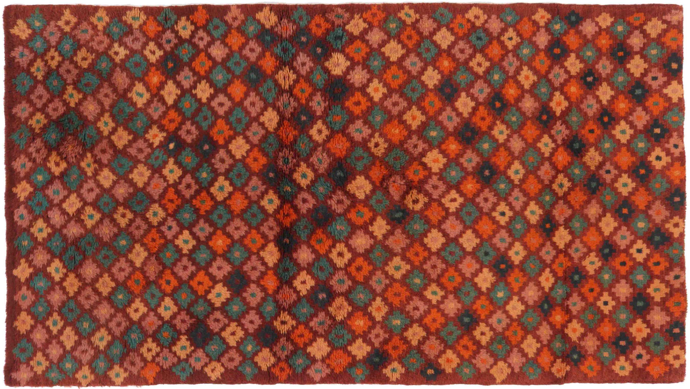 Gabbeh Teppich 100x190 Handgeknüpft Braun Durchgemustert Orientalisch UNIKAT Kurzflor